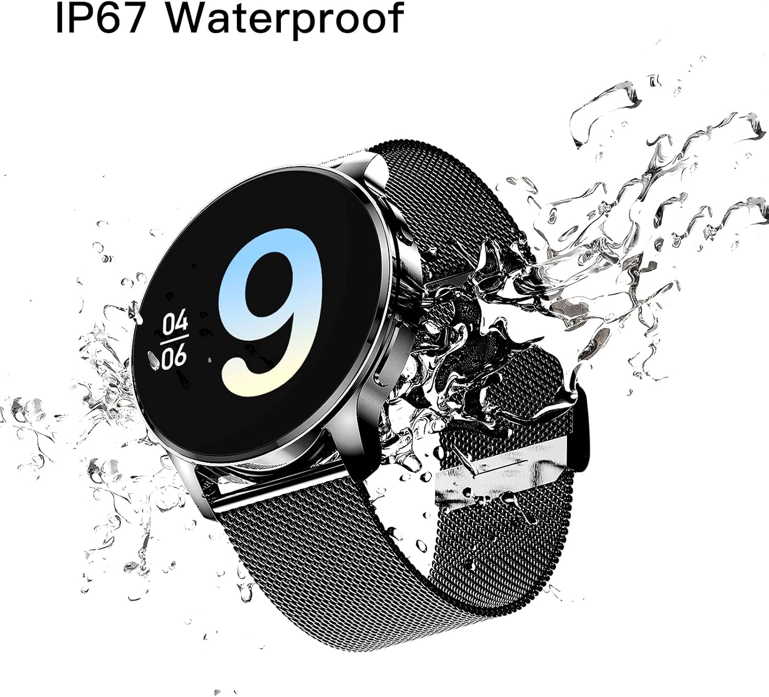 Orologio Smartwatch Donna Uomo Chiamate Rotondo con 360 * 360 Risoluzione IP67 Impermeabile Frequenza Cardiaca SpO2 Pressione Sanguigna Monitor 20 Sport APP Notifica Promemoria per Android iPhone