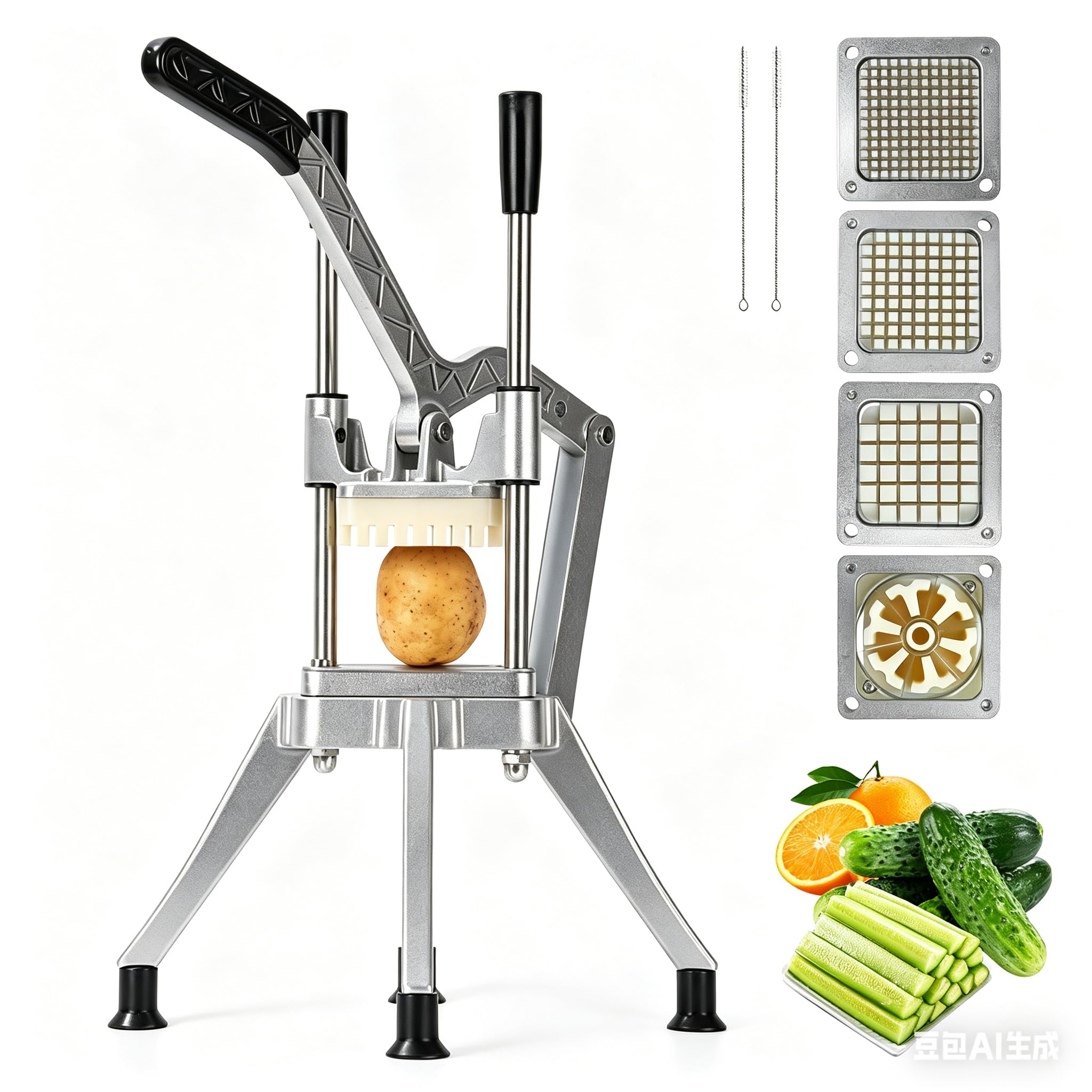 LIROPAU Coupe Frite Professionnel, Coupe Frites Manuel | 6mm 8mm 9mm 13mm Lames en Acier Inoxydable, Manuel Coupe-Légumes Multifonction, pour Concombres, Carottes, Restauran