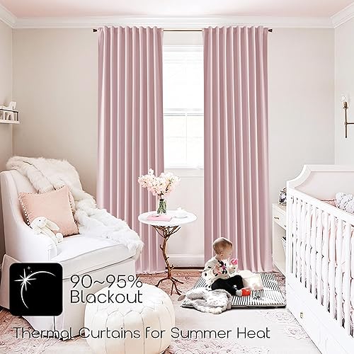 Miniatura 8 de Cortinas opacas de color verde esmeralda oscuro de 84 pulgadas de largo para sala de estar, juego de 2 paneles plisados con aislamiento térmico para