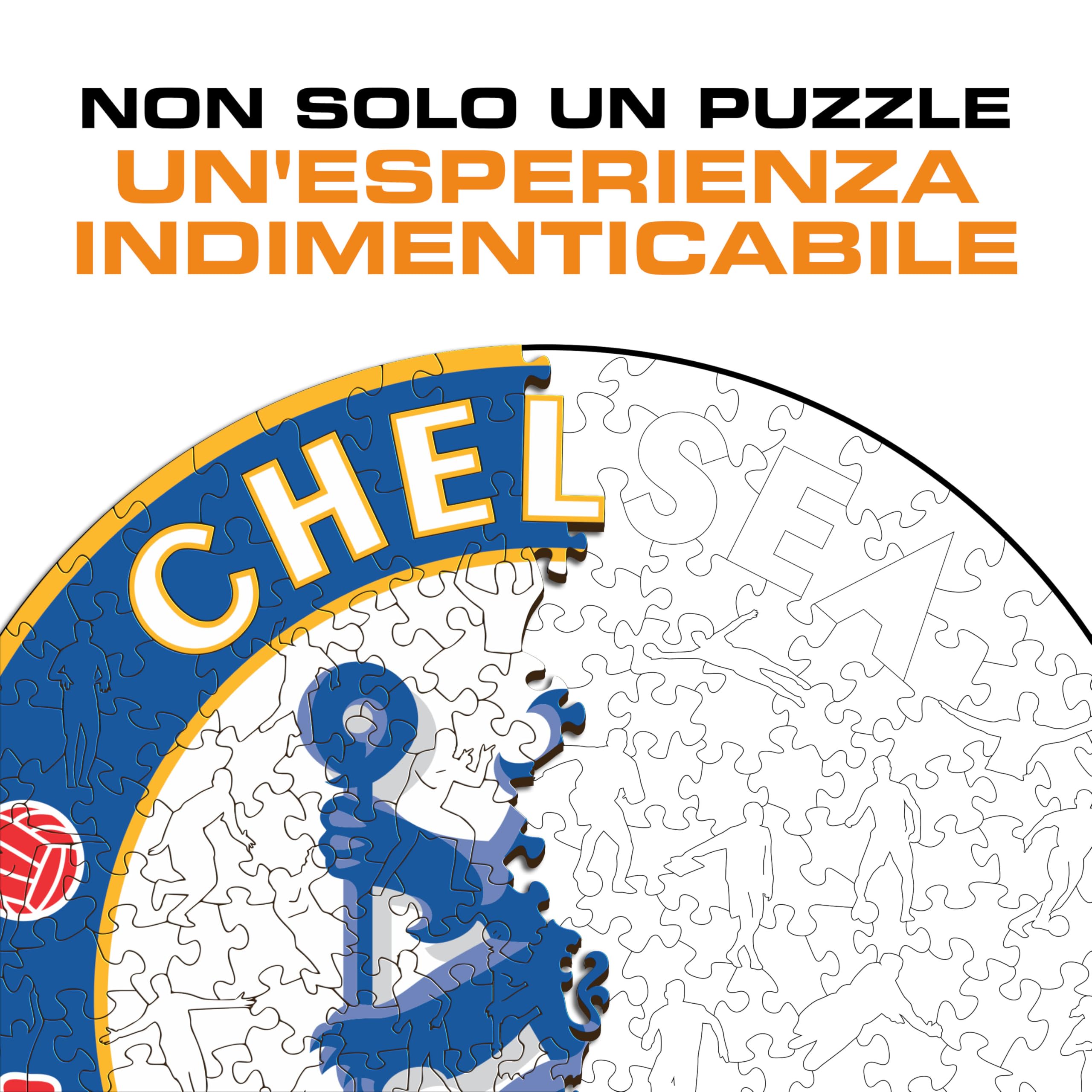 Iconic Puzzles, Chelsea Logo, Prodotto ufficiale, Puzzle di Legno per Adulti e Bambini, Legno 100% Sostenibile, Taglia S 150 Pezzi
