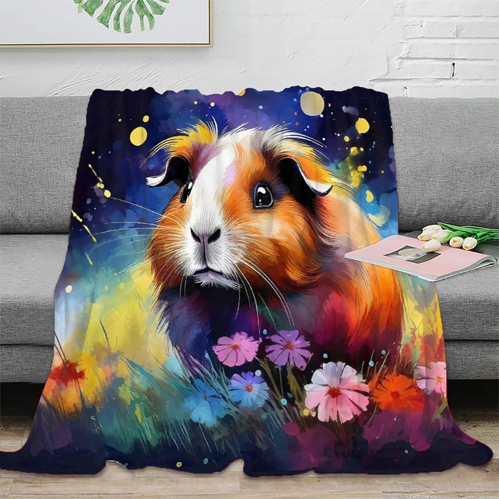 Couverture cochon d'guinée imprimée 3D pour canapé et voyage