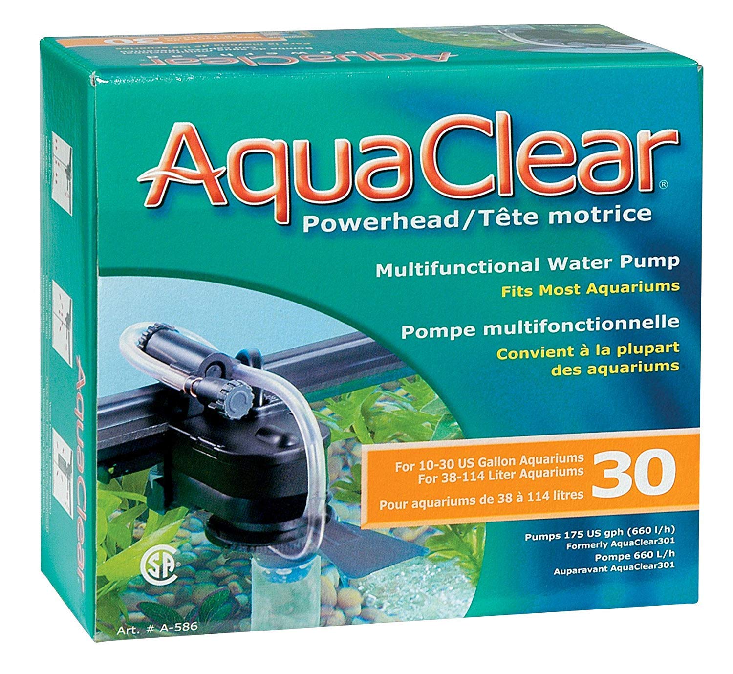 AquaClear Powerhead 30 als Boden-, Schnell- oder Biofilter sowie als Umwälzpumpe einsetzbar, für Aquarien von 38L bis 114L, 5,5W