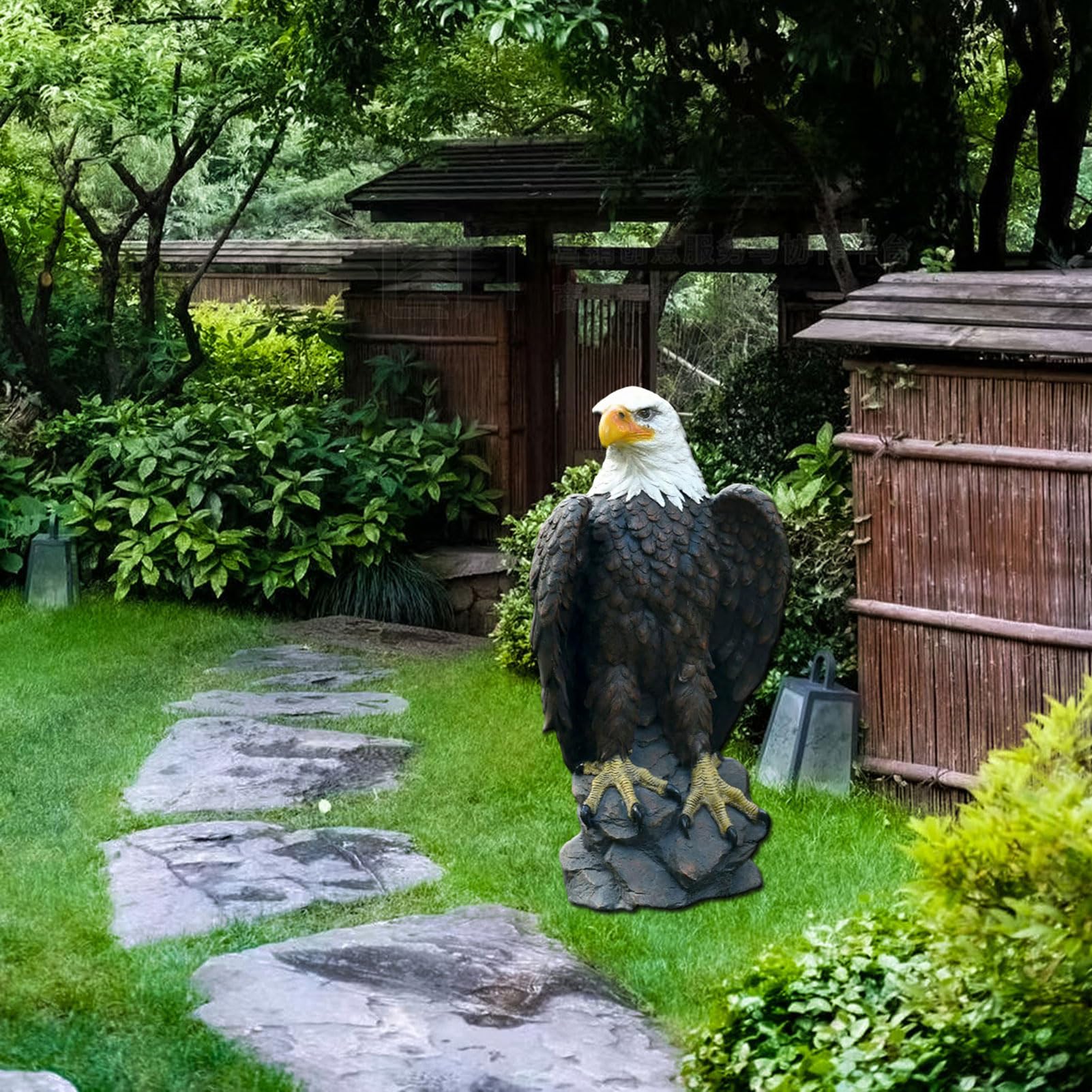 Weißkopfseeadler Garten Statue, Gartendeko Adler Deko, Gartenfiguren Deko für Draußen, Harz Statue, Bauernhof Deko, Wasserdicht, Geschenk für Haus, Hof, Rasen, Balkon Dekoration