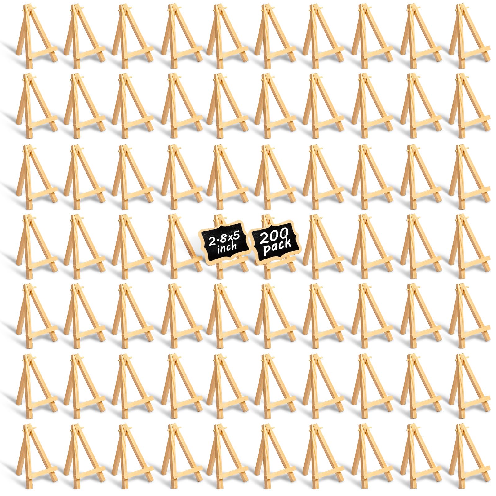 Mimorou 100 Pieces Mini Wood Easel Stands Small Wooden Canvas Easels Display Art Craft Tripod Painting Tabletop Holder for Artist Crafts, Business Cards, Photos, Gift(5 Inch)