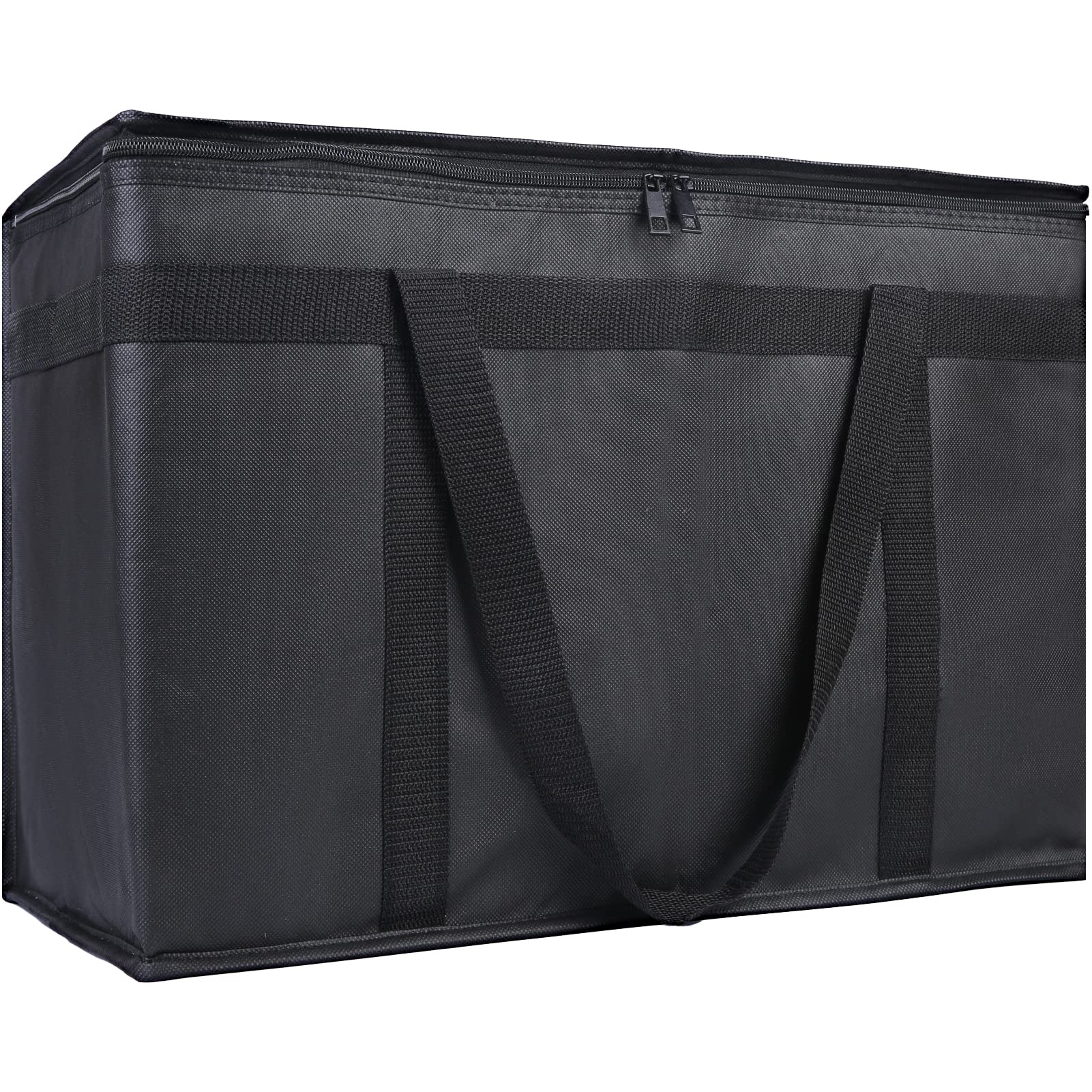Bodaon 1-Pack Insulated Food Delivery Bag, XX-Large Reusable Grocery Shopping Bag, Frozen Food Cold, Cooler Bags with Zippered Top, Black