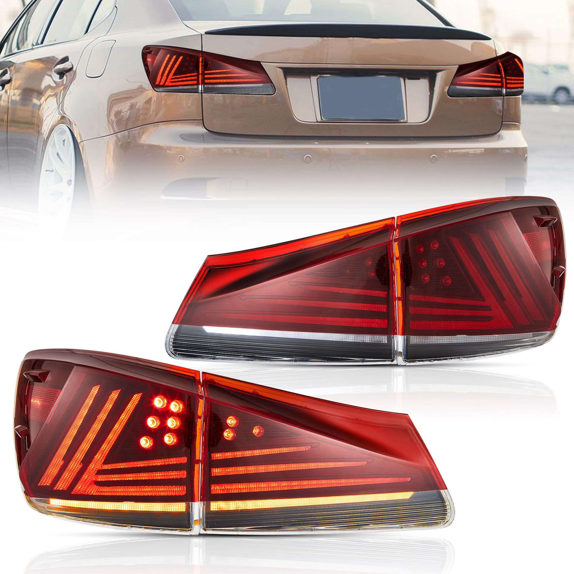 VLAND Led Tail Lights Compatible with Lexus IS250 IS350 IS300 2006