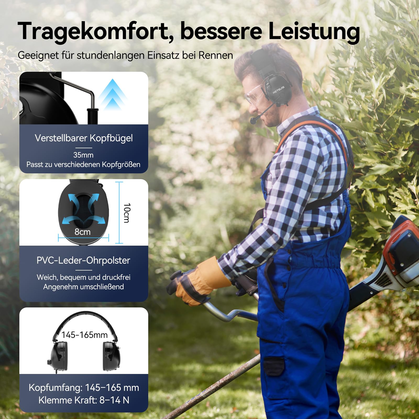 Retevis Auriculares EHK015 para walkie-Talkie, con cancelación de Ruido, Botones PTT Dobles Plegables, micrófono Giratorio Kenwood de 2 Pines, compatibles con Baofeng UV5R RT24 RT27(1 Unidad)