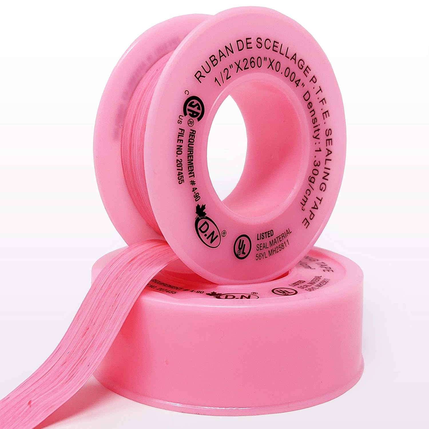 D.N. Pink Plumbers Teflon Tape, Gas Line Pipe Thread Tape, High Density