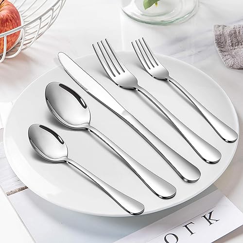 Miniatura 6 de Homikit Juego de cubiertos de 30 piezas para 6, utensilios de cocina de acero inoxidable, incluye cuchilloscucharastenedores, vajilla para el hogar,