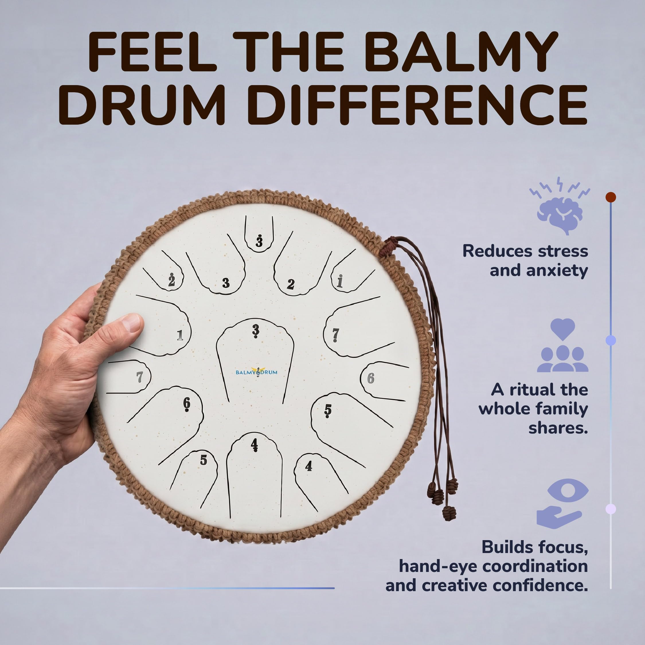 Balmy Drum The - 15 Note 14 Inch Steel Tongue Drum, Steel Drum Instrument, Tamburo per adulti, Set per bambini con libro di musica, tamburo handpan, martello e borsa per il trasporto, tamburo lingua