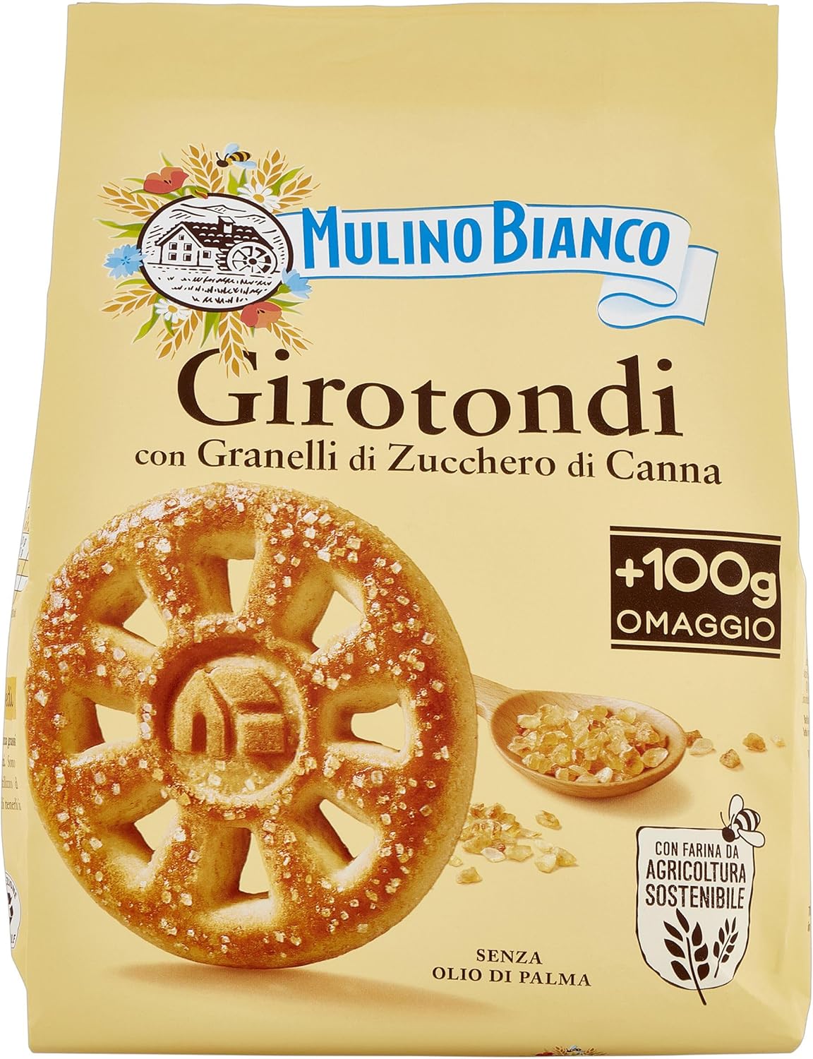 Mulino Bianco Biscotti Girotondi con Granelli di Zucchero di Canna - 800 g - Immagine 1