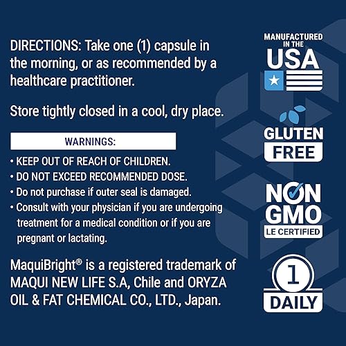 Miniatura 7 de Life Extension MaquiBright - Suplemento de salud ocular con extracto de bayas de Maqui para ojos secos, fórmula de producción de lágrimas, sin OMG,