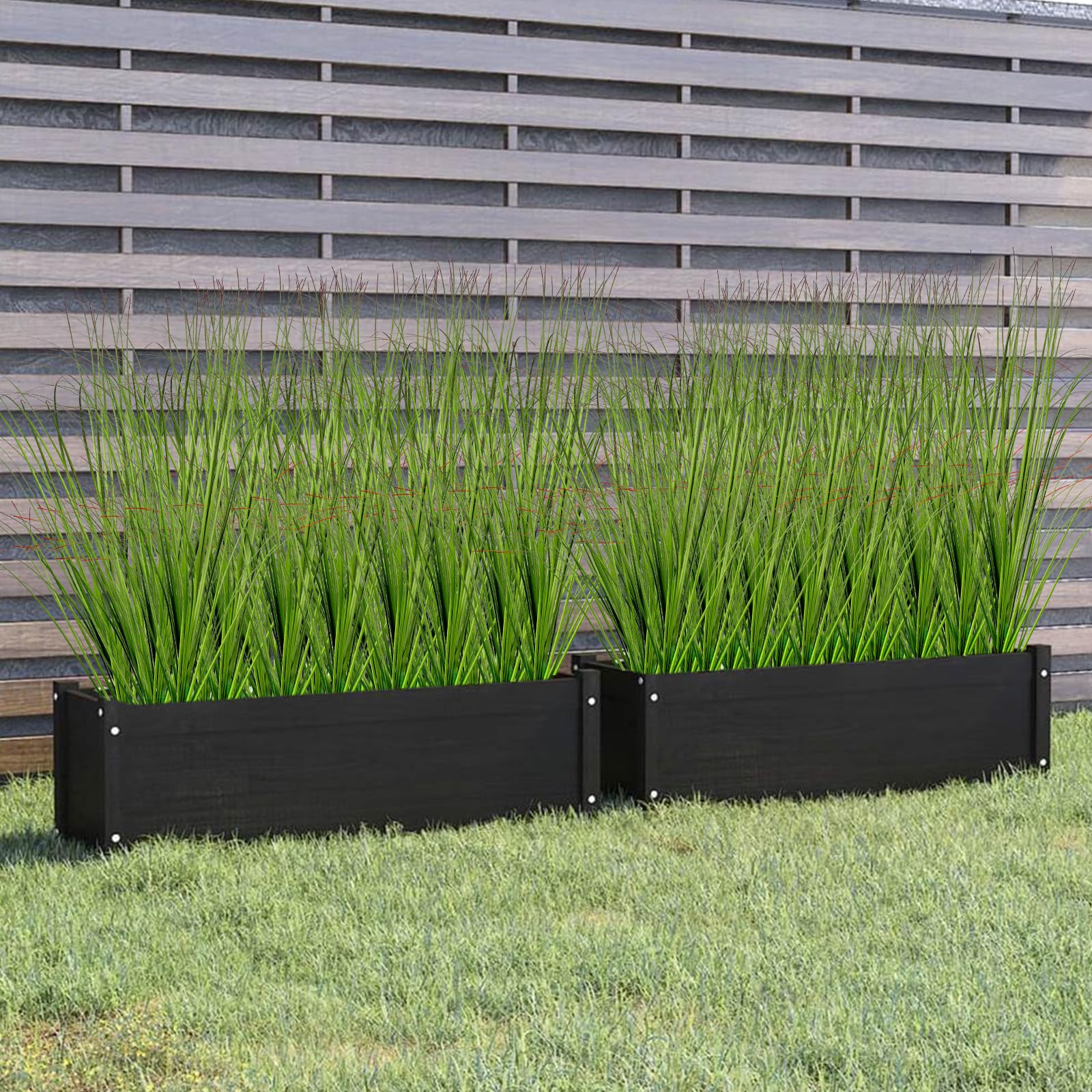 16 PZ Pianta Finta Esterno Artificiali, Pianta di Erba di Grano Artificiale Artificiali di Plastica Falsa Arbusti Verdi per Matrimonio Finestra Giardino Decorazione Esterna