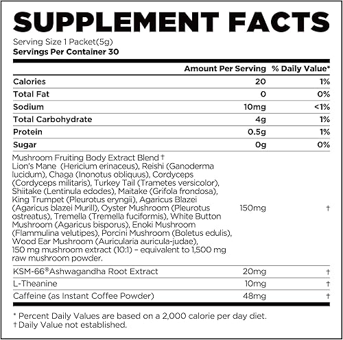 Miniatura 2 de Café de hongos, adaptogénico 15 hongos con melena de león, reishi, cordyceps, shiitake, café instantáneo en polvo para energía, digestión e