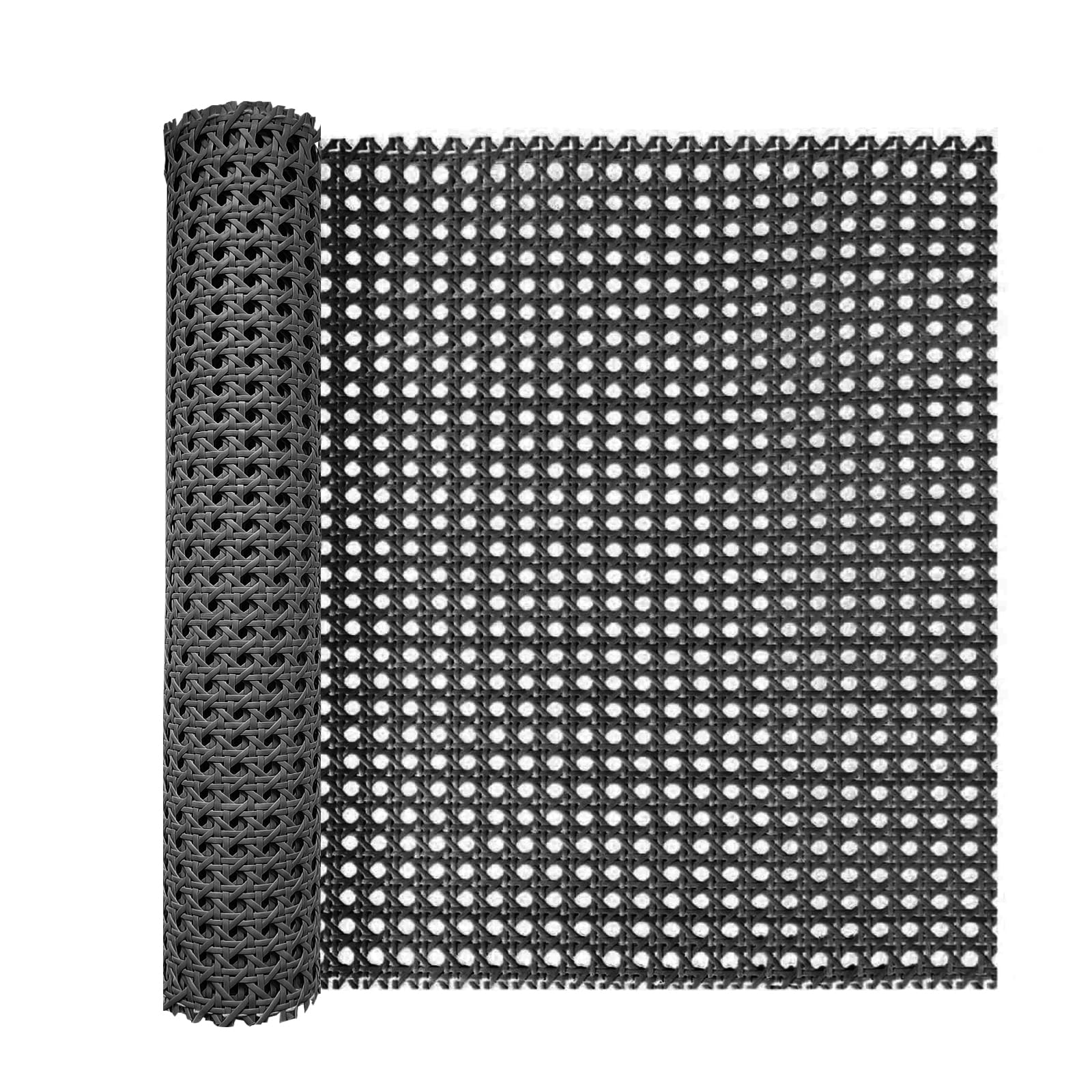 Allinkit Black 16Inch X 6.6Ft Plastic Cane Webbing For Basket Making,Webbing Caning Material,Synthetic Rattan Roll For Crafting, Basketry Supplies, Diy Projects