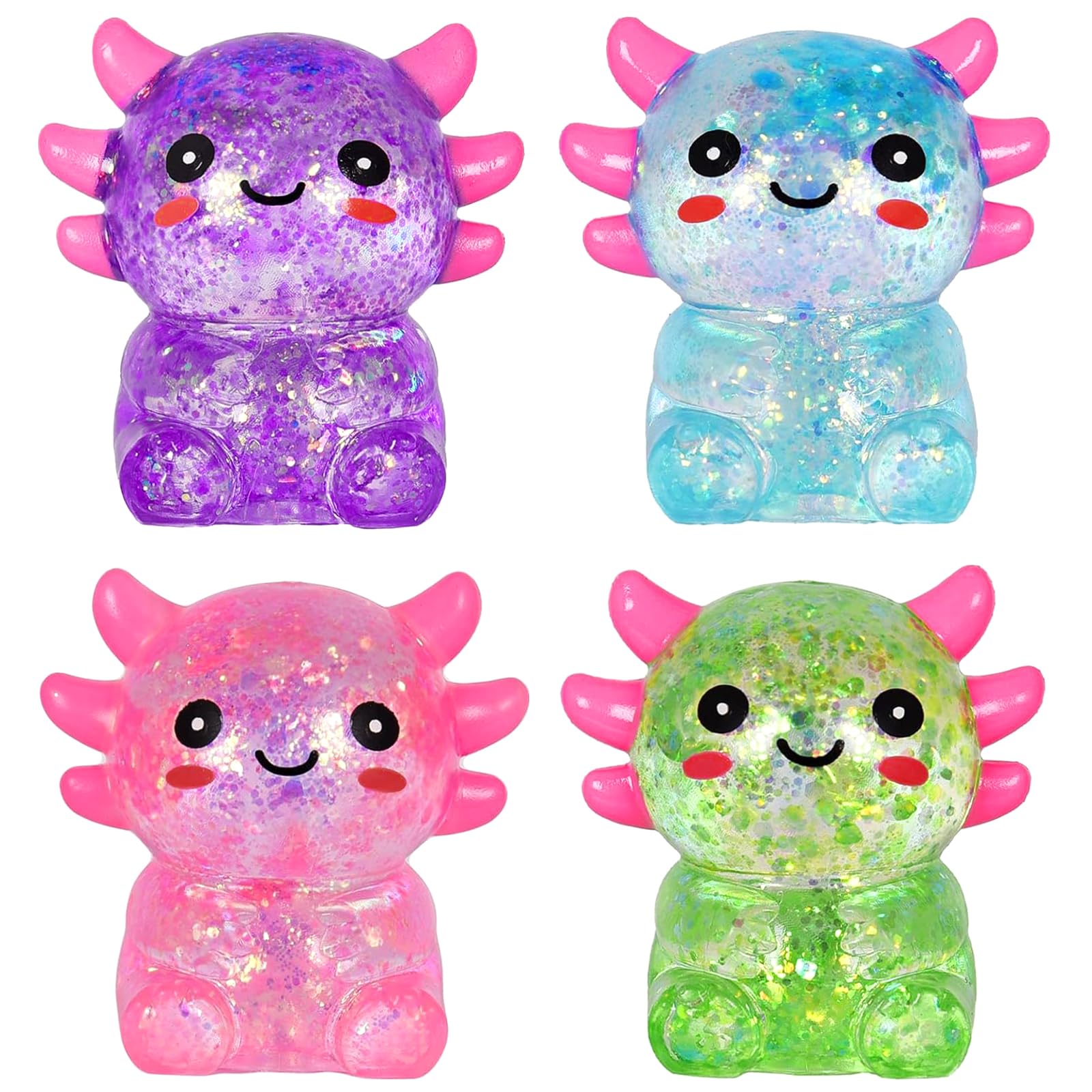 4PCS Sitting Axolotl Squishy Soft Squeeze Slow Rising Figure