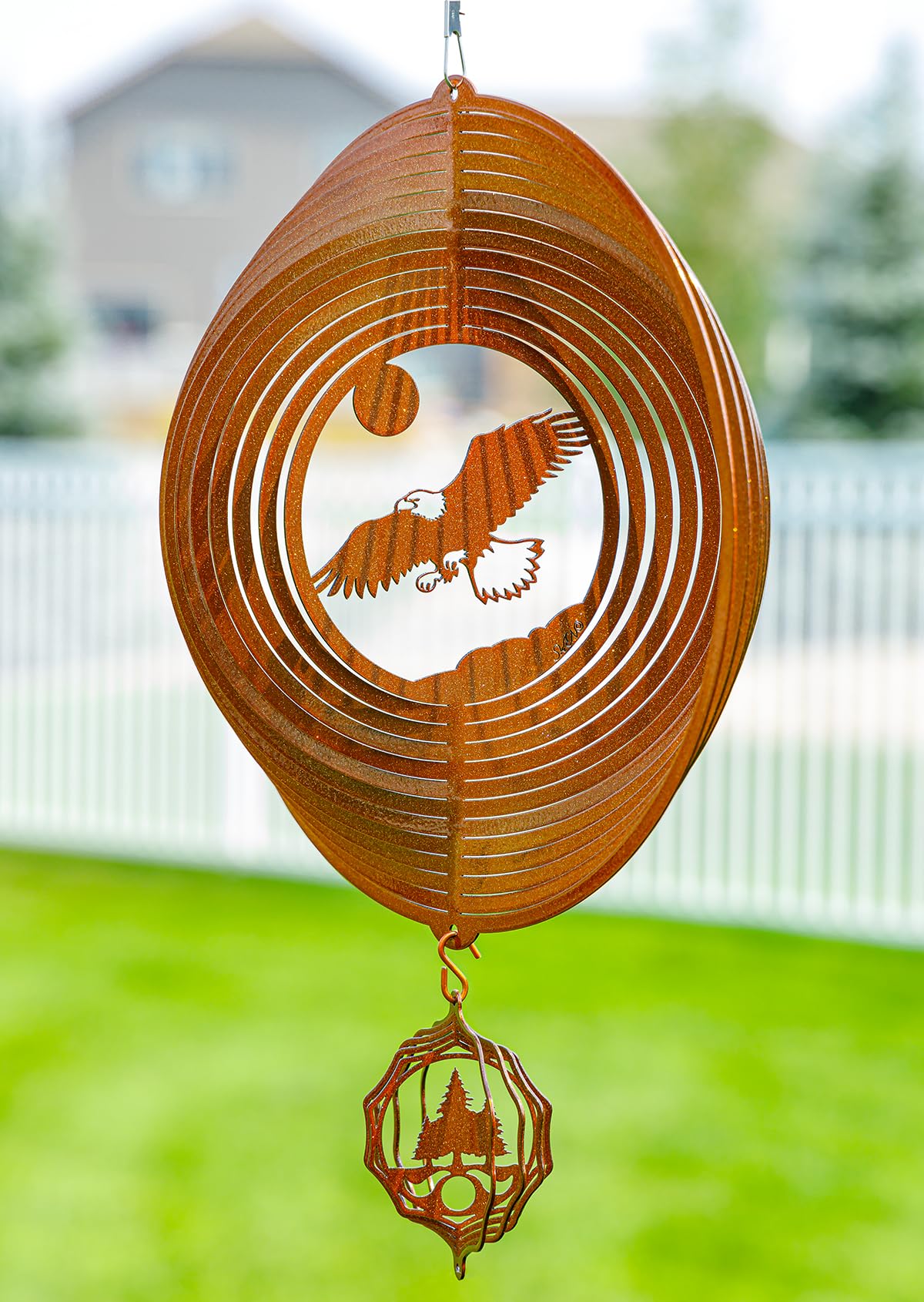 SWEN Products Eagle Circle Swirly Metal Wind Spinner
