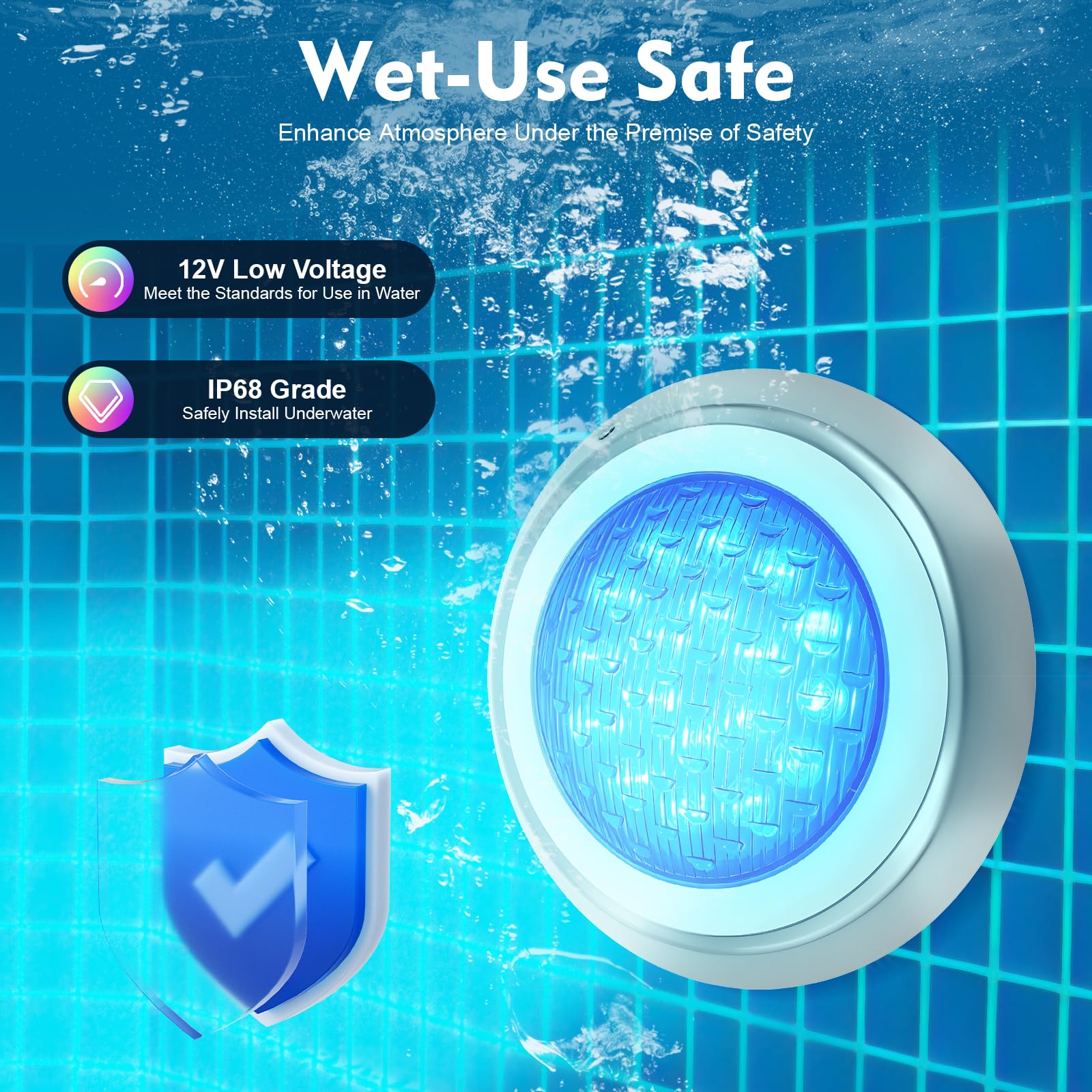 54W Edelstahl Poolbeleuchtung LED Poollampe Schwimmbad Poolleuchte Unterwasser Poolbeleuchtung Poollicht mit Fernbedienung fur Swimming Pool AC 12V IP68 4500Lm