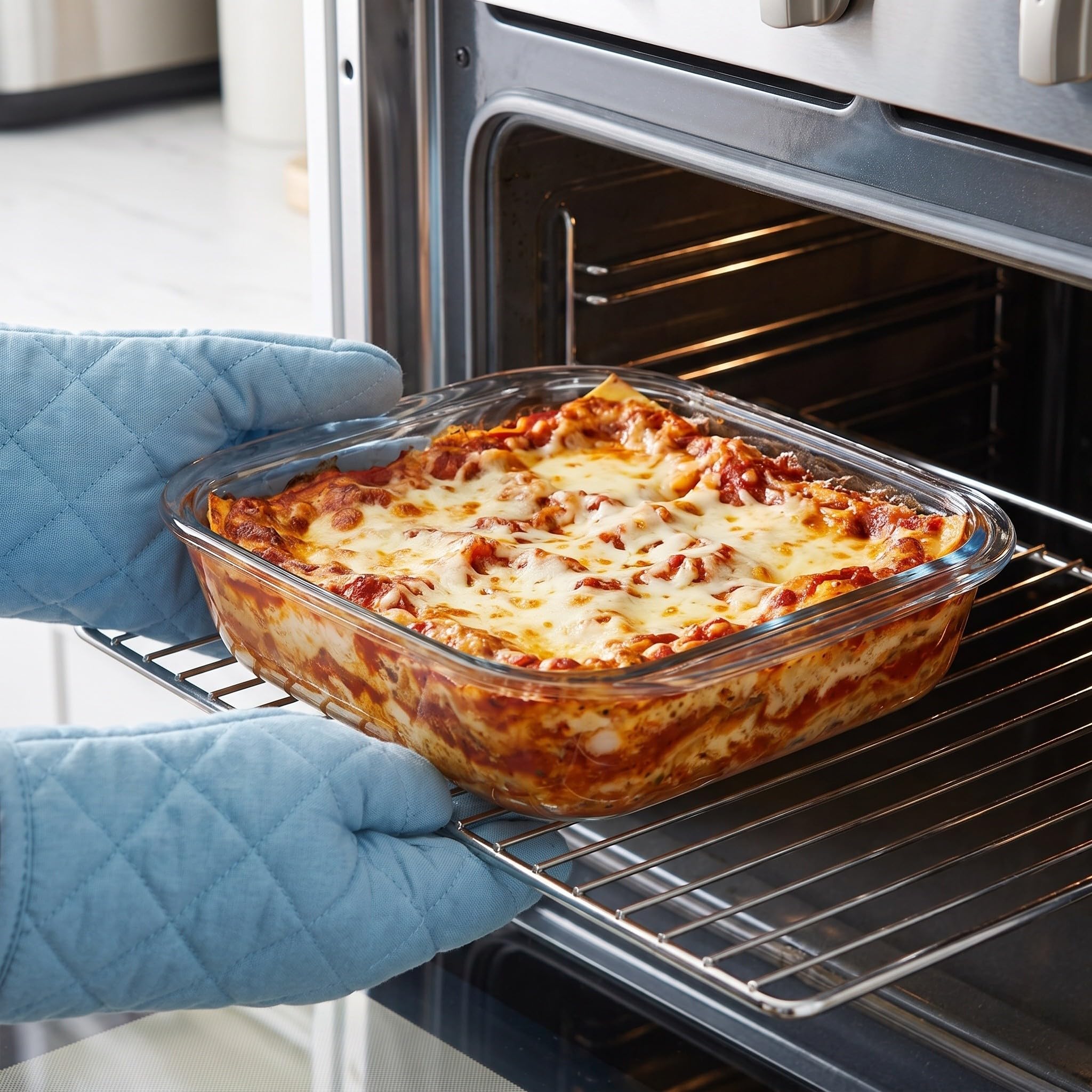 Operitacx Teglia quadrata in vetro: piccola teglia in vetro per forno e microonde, 1,8 litri, ideale per sformati, torte, brownie, antiaderente e facile da pulire.