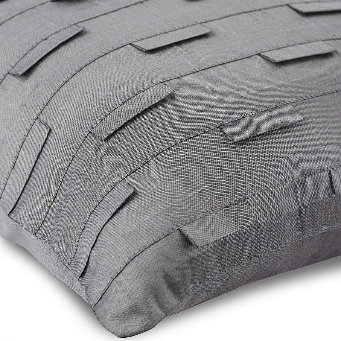 The HomeCentric Gris Plateado Fundas para Cojines, Con Textura Alforzas, Paquete de 2, 35x35 cm Cubierta De Almohadas,Seda Almohadas Fundas Para El Sofa, Contemporaneo Fundas para Cojines-Silver Ocean