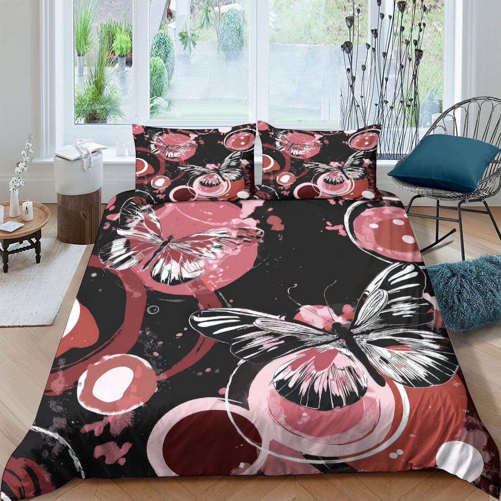 Ctjqhvkz Style-10 3D Printed Butterfly Floral Fitted Sheet Microfiber Soft Breathable Abstract Art Mattress Cover For Bedroom Dorm Decor Single（135X200cm）
