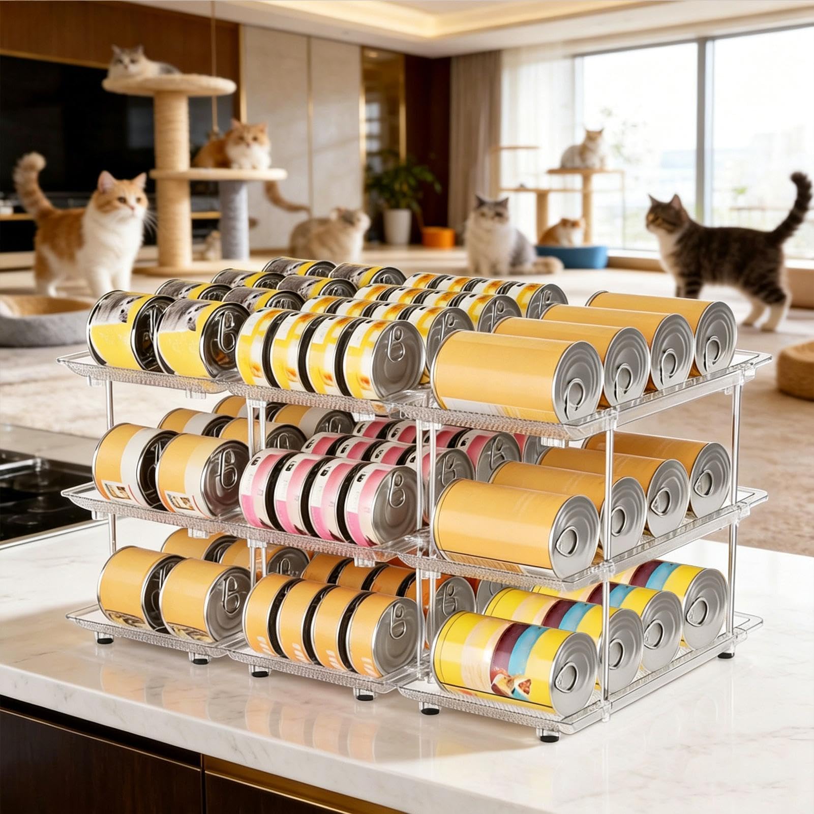 Genérico Dispensador De Latas para Cocina Multifuncional Ahorra Espacio | Organizador Para Bebidas En Latas Para Regalo De Inauguración De Casa, Cumpleaños, , Dormitorio,