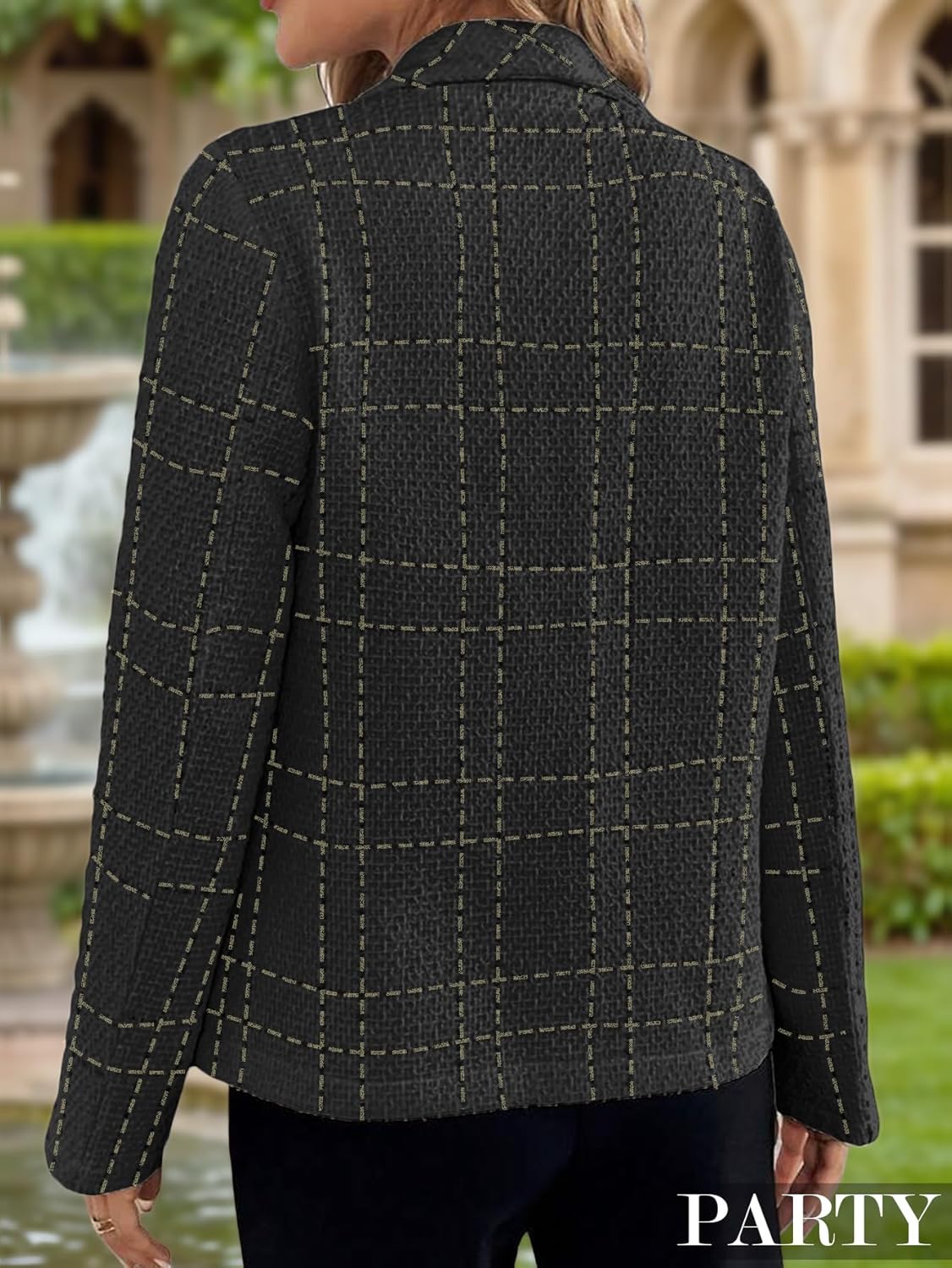 Mina Self 2026 Spring Women's Tweed Blazer Plaid - Slim Fully-Lined Petite Fashion Casual Work Office Suit Jacket with Pocket - Image 6