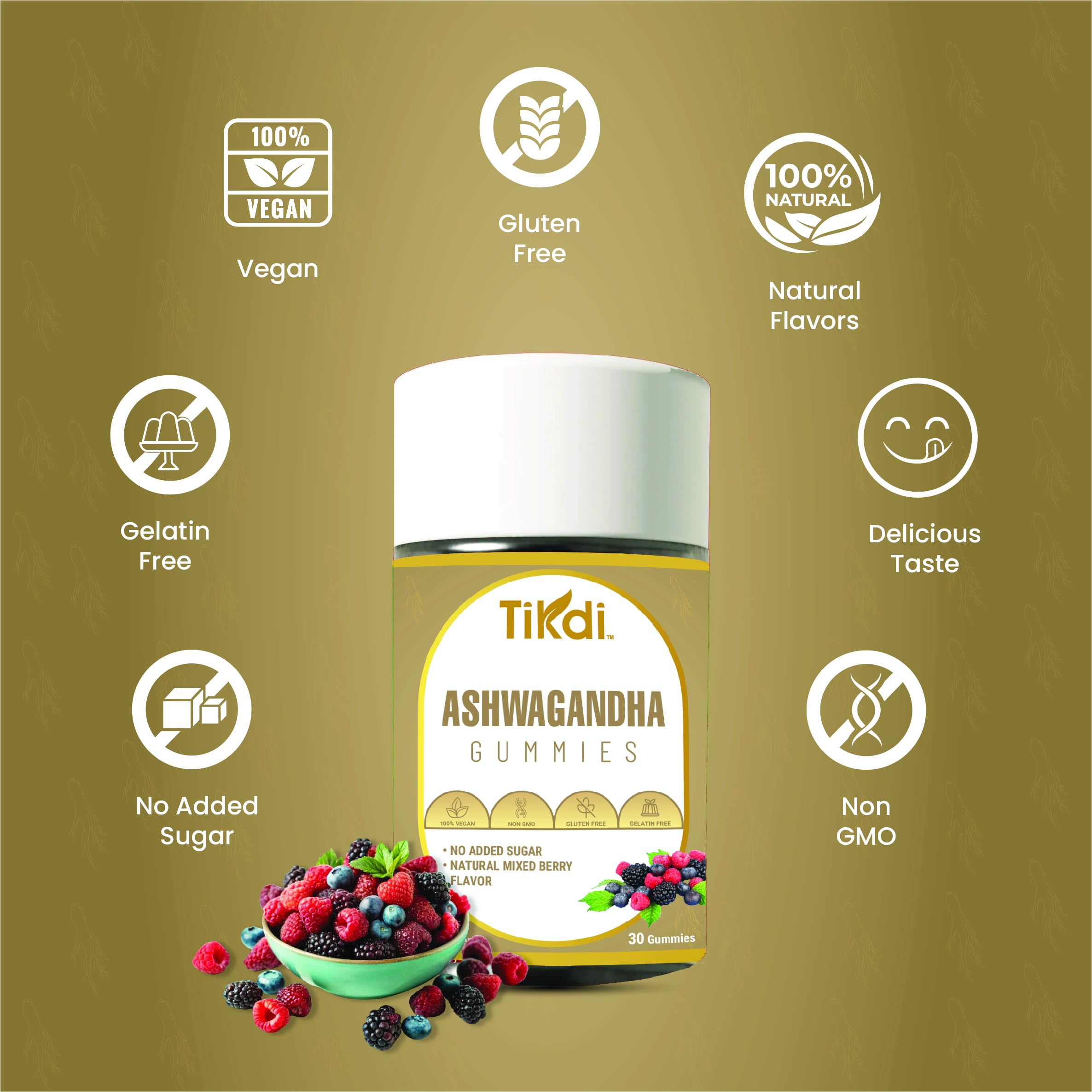 Amazon.com: TIKDI Ashwagandha Gummy - 30 Count - Mixed Berry, KSM