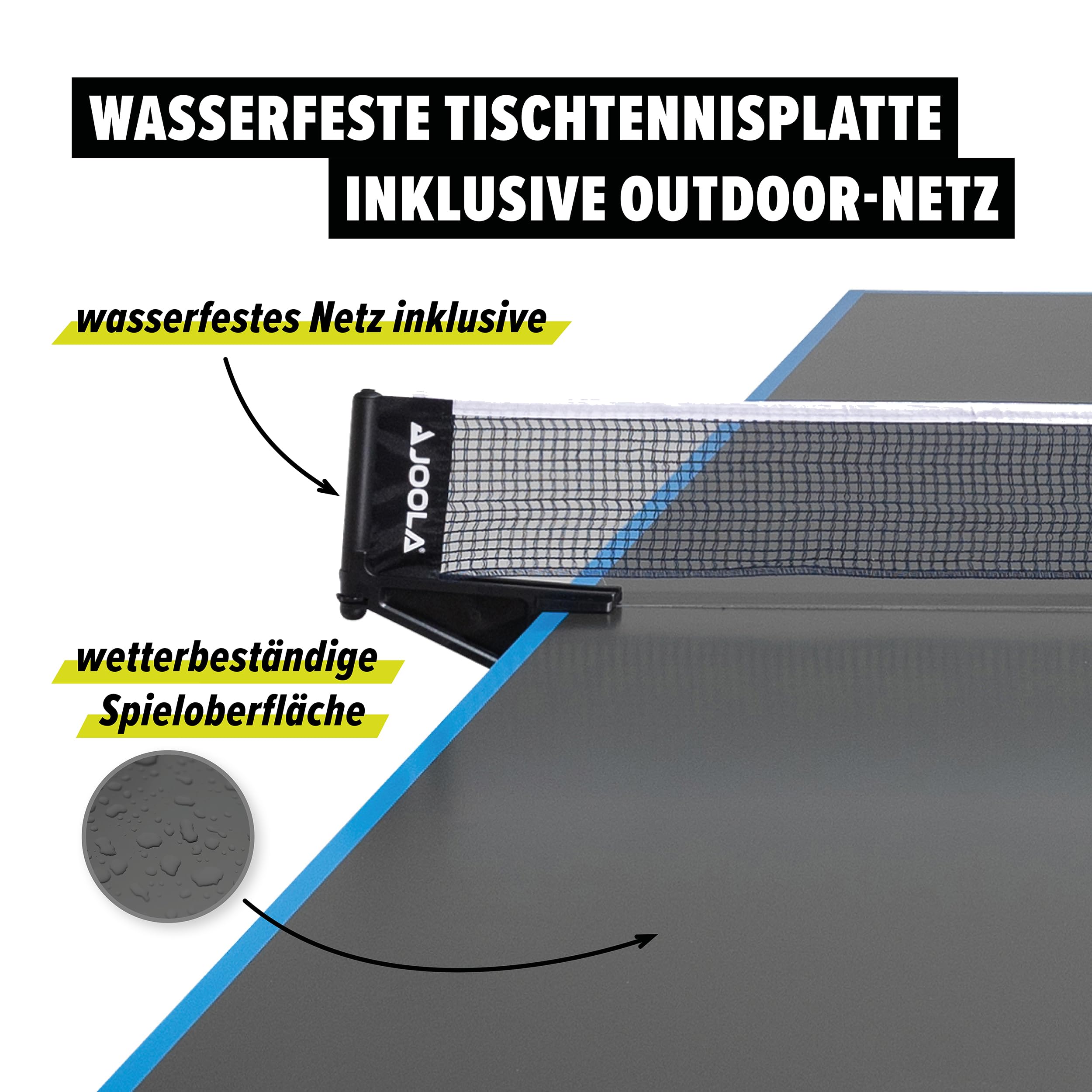 JOOLA Tischtennisplatte Outdoor J500A & 19900 Tischtennistisch Abdeckung Tischabdeckung Wetterfeste Schutzhülle Outdoor und Indoor, Schwarz, 150 x 160 x 50-80 cm