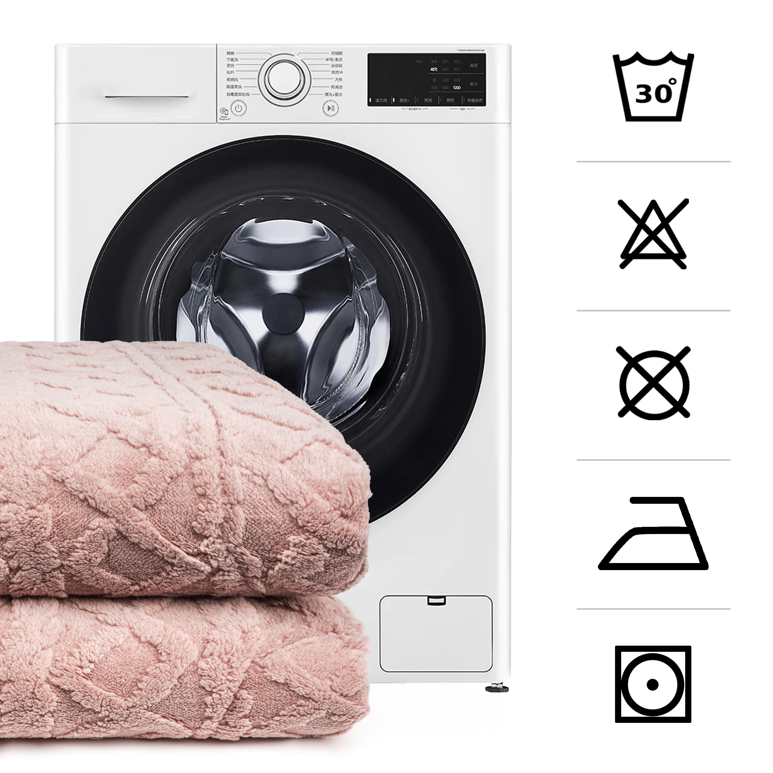 BESCH Edredón Invierno Borreguillo Nórdico 240x260cm para Cama 135/150 con 2 Funda Almohada - Edredón Borrego Sherpa Extra Suave, Cálido, Gruesa - Geométrica Rosa