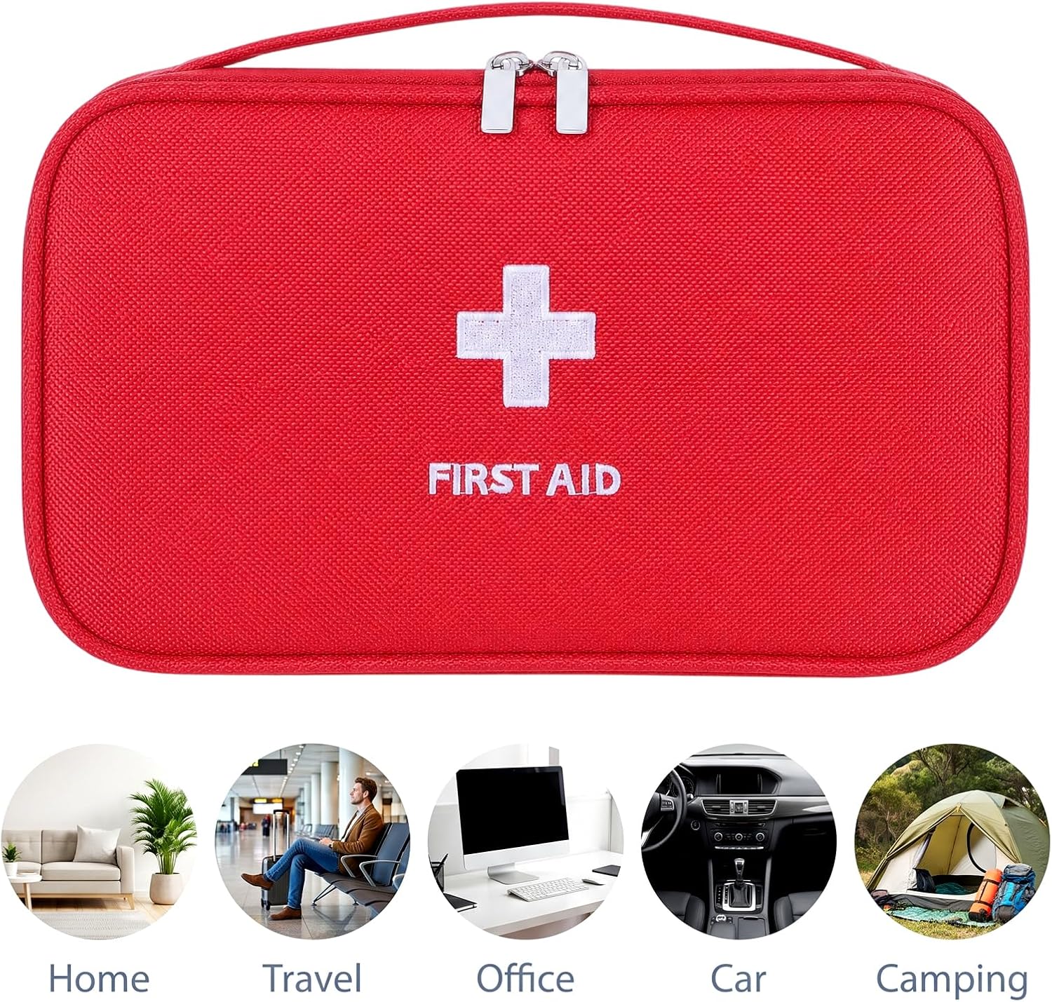 8 Pack First Aid Bag Empty, Portable Empty First Aid Kit Mini Medical Pouch for Home Travel Camping Hiking, Red Oxford Cloth Storage Bag image 4
