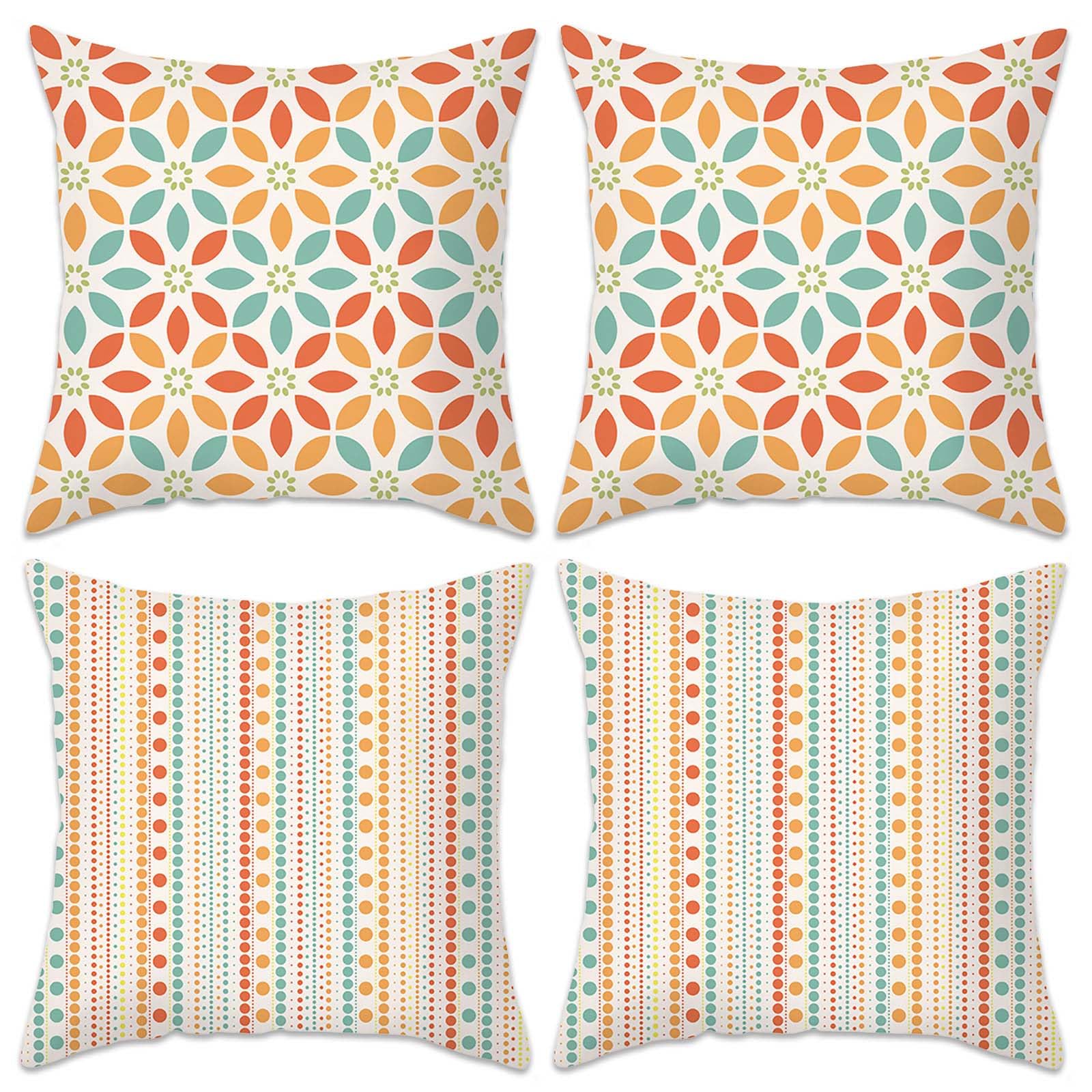 Betadistor Set of 4 Cushion Covers 45cm x 45cm Modern Floret Decorative Throw Pillow Cases Living Room Bedroom Sofa Garden Home Decor Square Cushion Covers 18x18 Inches