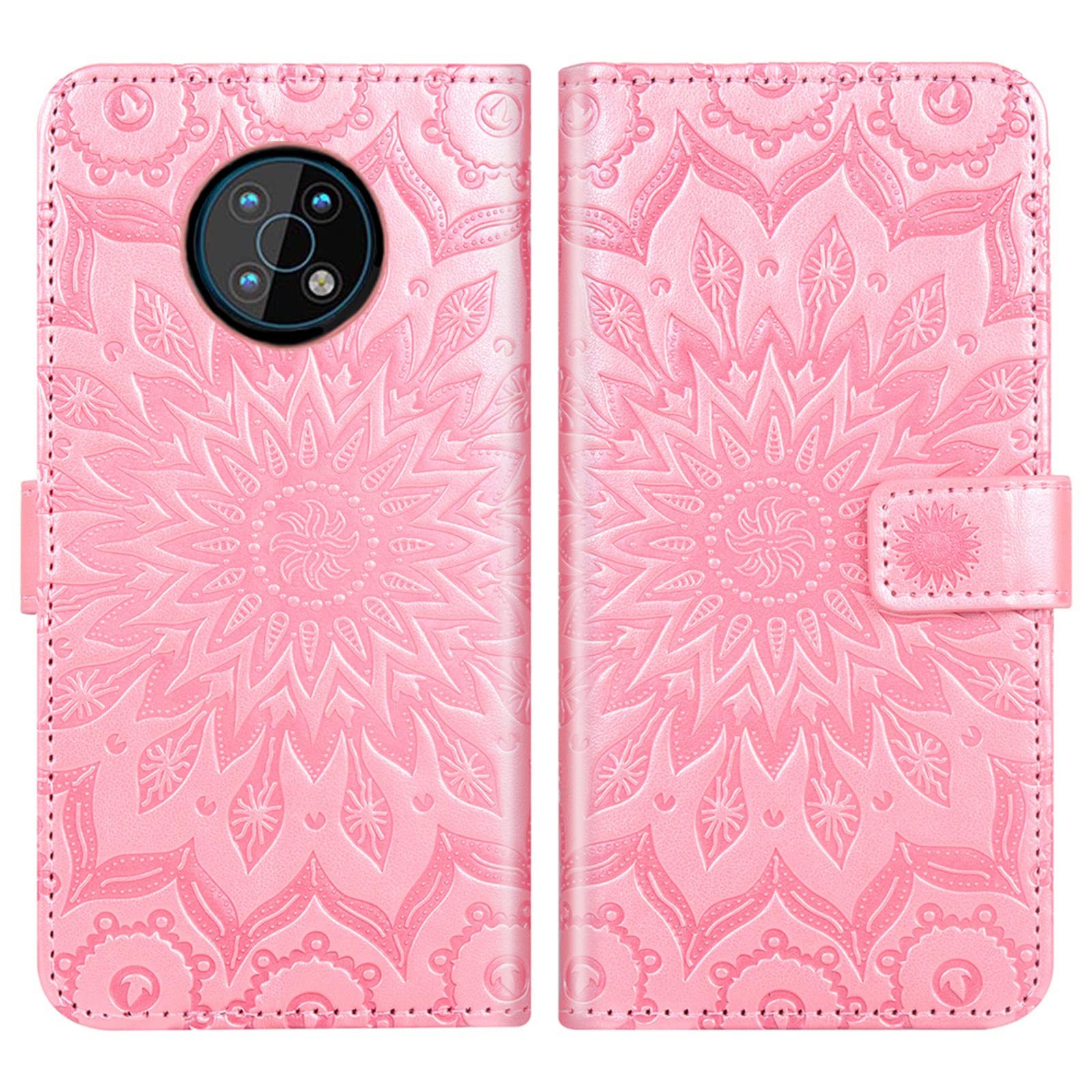 Custodia A Portafoglio Per Nokia G50 5G Con Motivo Girasole 3D, Pelle Sottile, Cover Con Chiusura Magnetica E Vetro Temperato Incluso