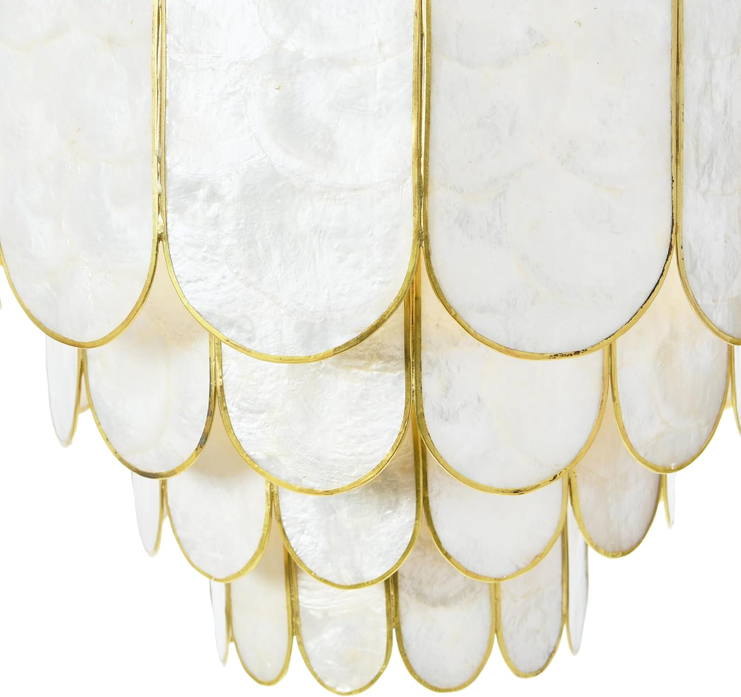 Creative Co-Op 14" Round 4-Tier Capiz and Metal Flush Mount Ceiling Light, Gold
