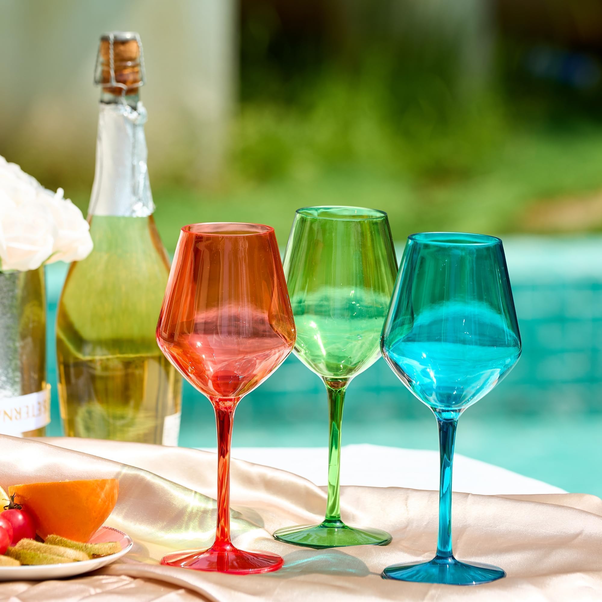 Generico Bicchieri da Vino Galleggianti Infrangibili per Piscina, Set da 6, 440 ml, Bicchieri da Vino Rosso con Stelo Lungo, Riutilizzabili per Piscina, Spiaggia e Feste – Rosso