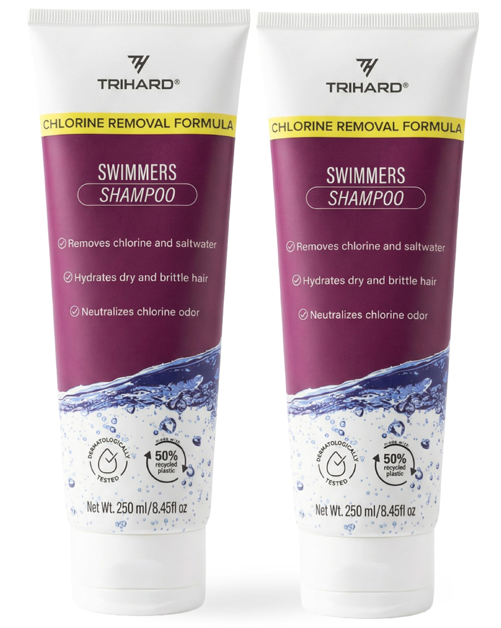 TRIHARD Chlorine Removal Swim Shampoo, Cleanse and Hydrate Hair from Pool and Ocean, Post Swim Chlorine and Hard Water Hair Protection (Pack of 2)