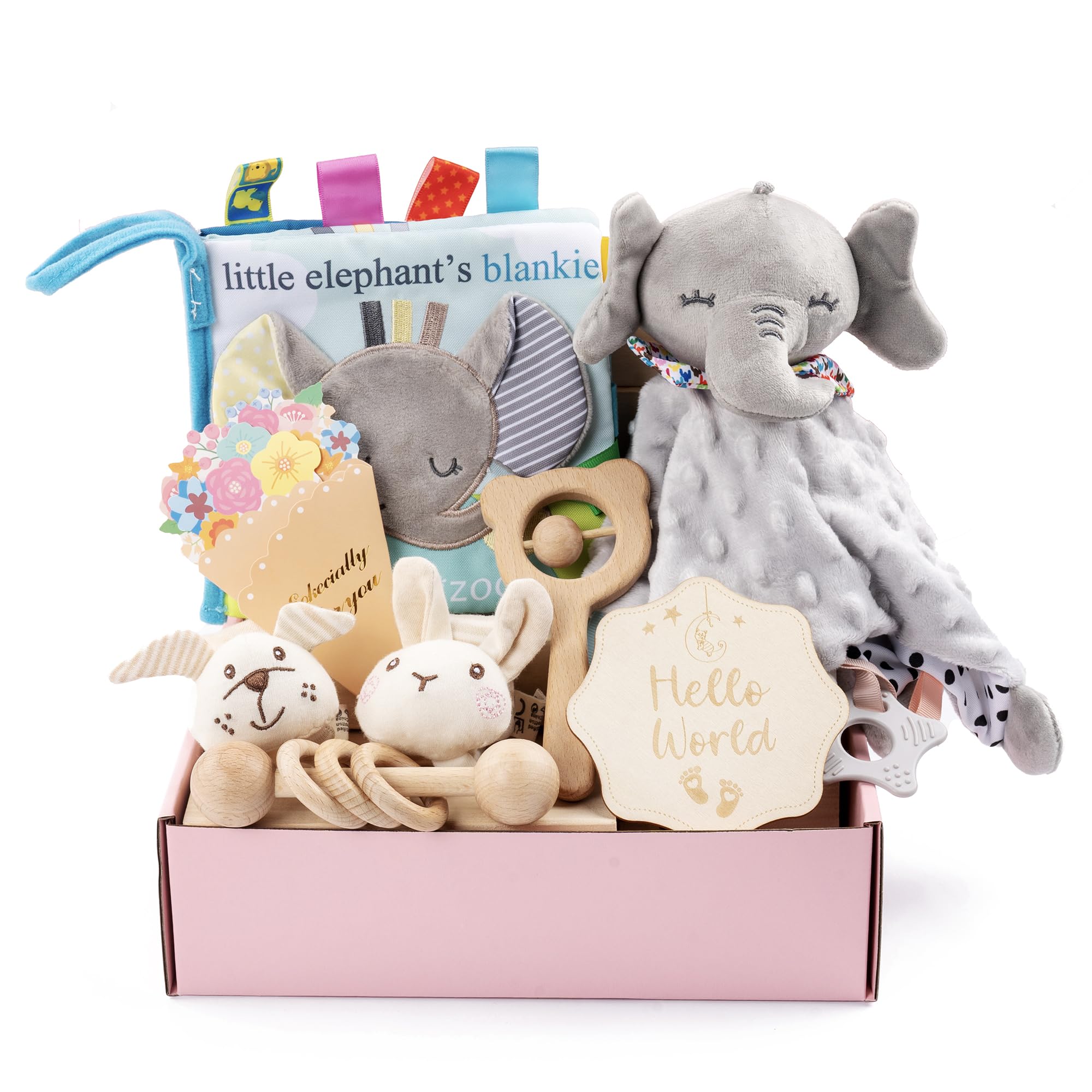 Set de regalo para recién nacidos, ideal para niños y niñas, incluye juego de sonajero, regalo de nacimiento (color gris terciopelo)