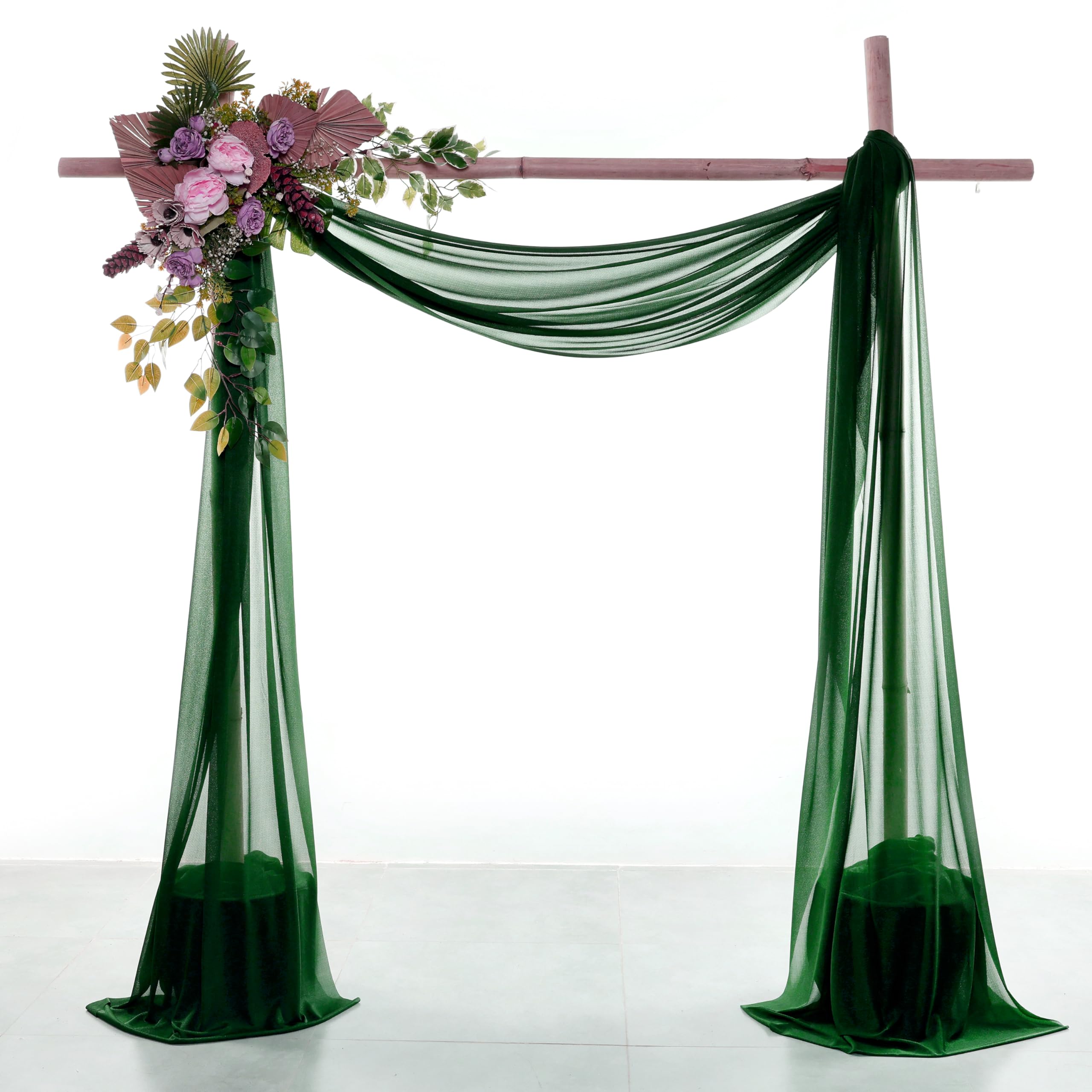 VDS Pack of 2 Panel (30 Inch X 20 Feet) Wedding Arch Draping Fabric Sheer Chiffon Fabric Drapery for Wedding Ceremony Reception Swag Backdrop Canopy Chuppah ARBO Altars Decoration (Hunter Green) — image 1