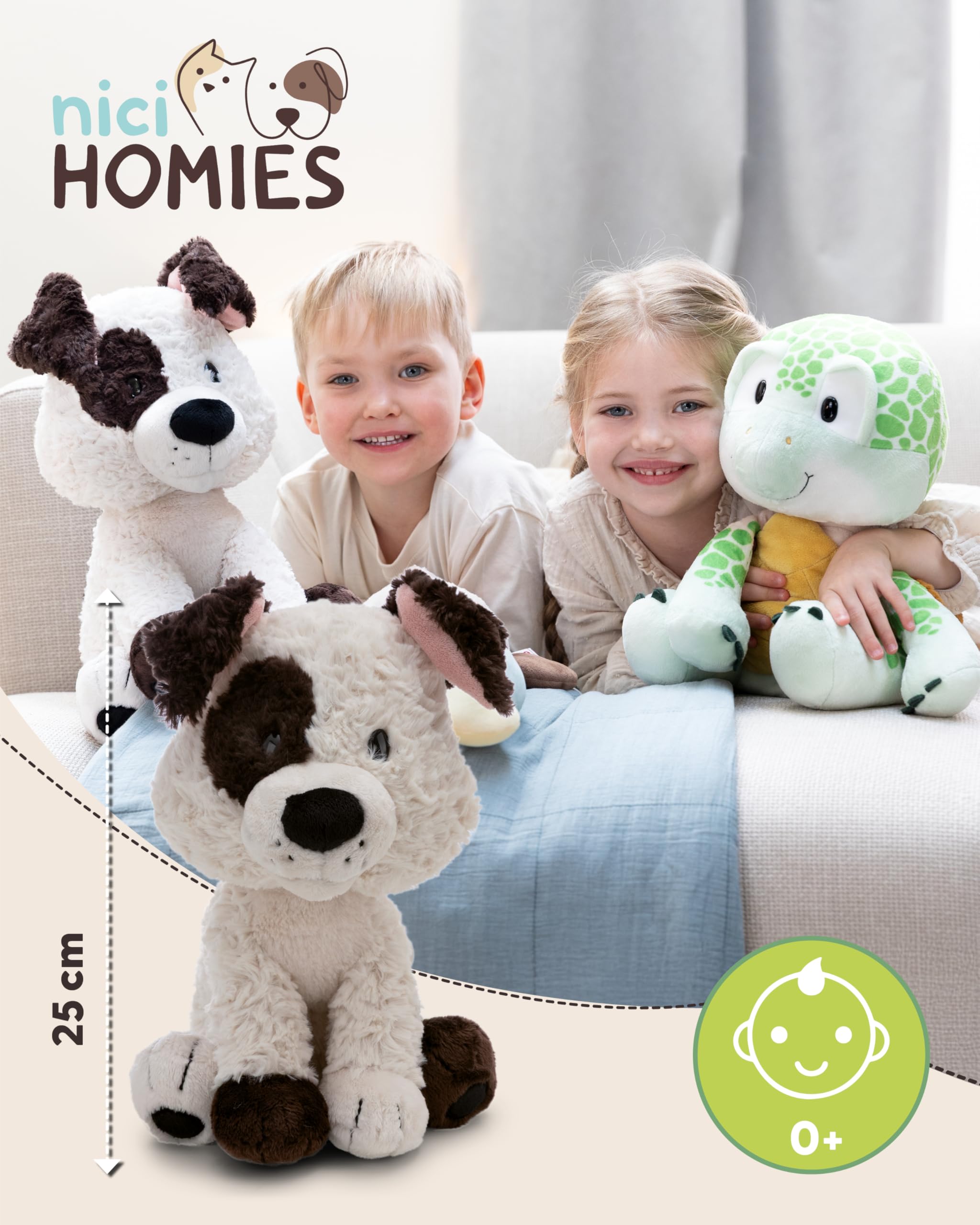 NICI 62145 przytulanka piesek, miękki pluszak, urocza pluszowa zabawka do przytulania i zabawy, dla dzieci i dorosłych, świetny pomysł na prezent, 25 cm, biała
