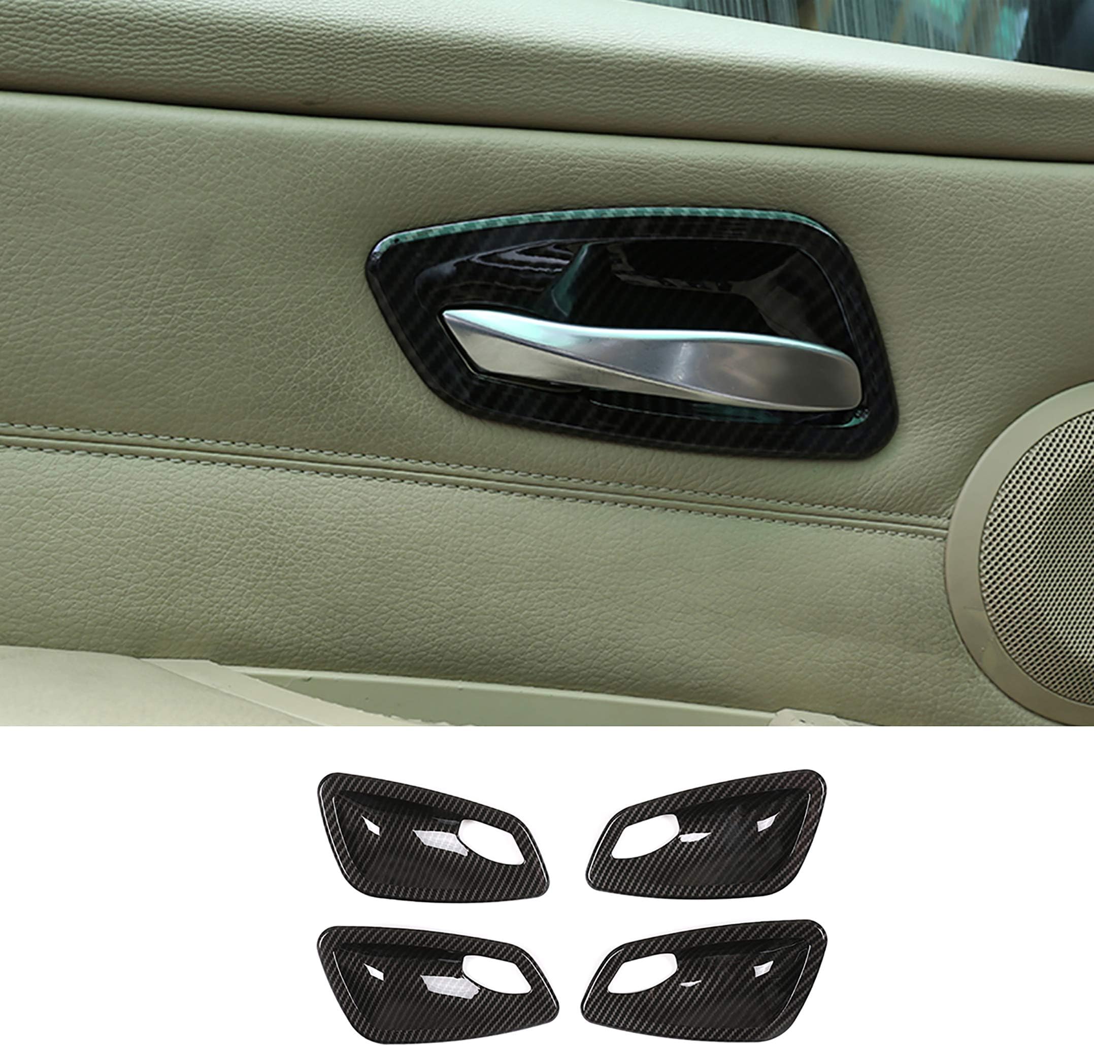 LLKUANG Carbon Fiber Style for BMW 3 Serie E90 Sedan 2005-2012 Door Handle Bowl Cover