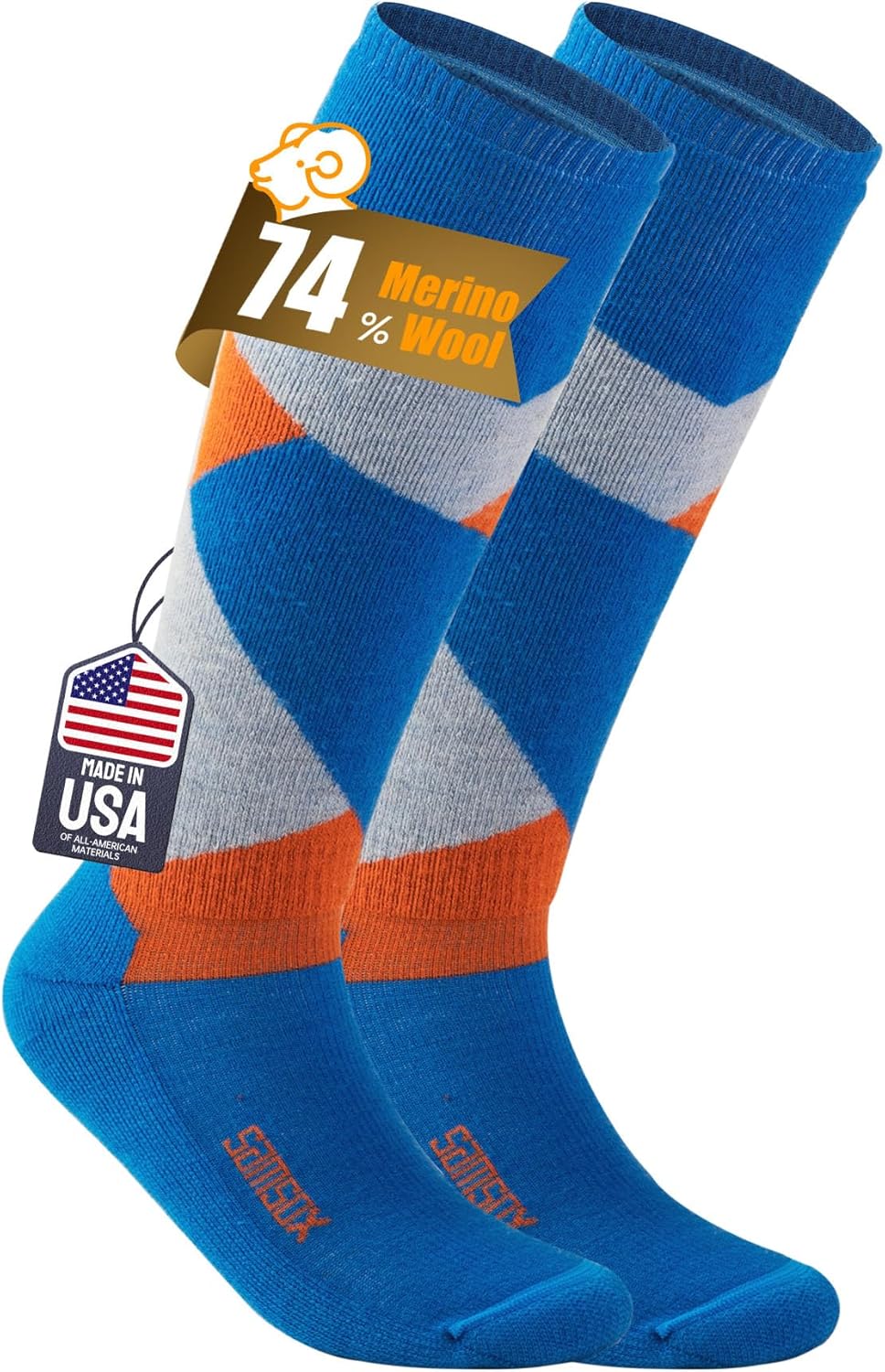 SAMSOX Merino Wool Ski & Snowboard Socks, Made in USA, 74% Merino Wool, Midweight Full Cushion Ski Socks for Men & Women