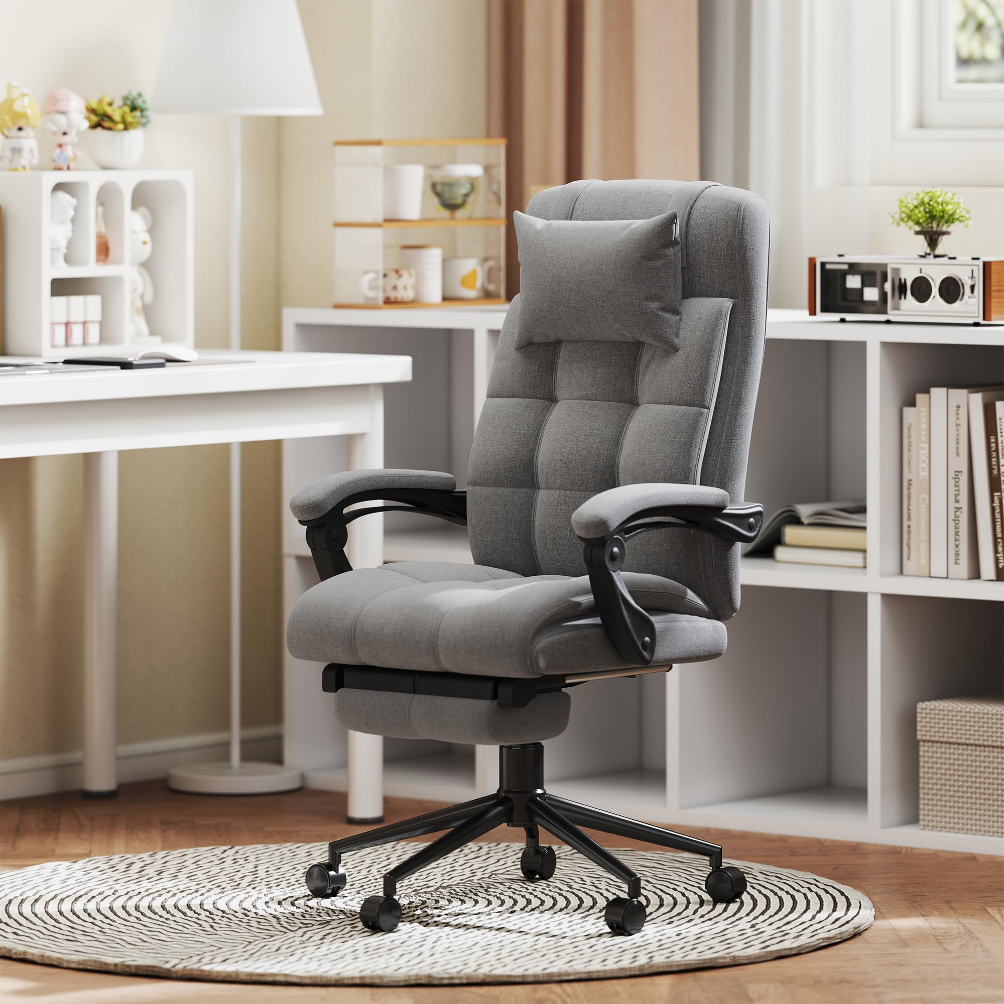 Vinsetto Fauteuil de Bureau Ergonomique avec Massage Chauffant Gris
