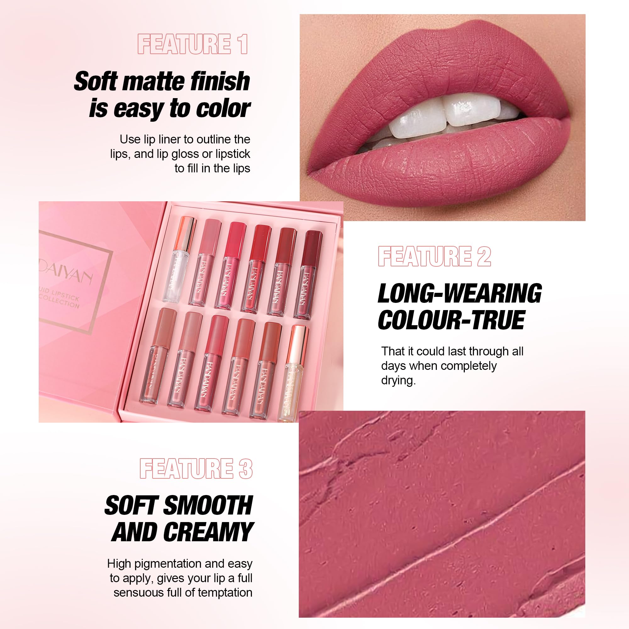 12 Colors Nude Liquid Lipstick Makeup Set Velvet Matte Long-Lasting Waterproof Non-Stick Cup Not Fade Pink Lip Gloss Red Lipstick Makeup Set Gift Kit For Women (Set D) - Image 4