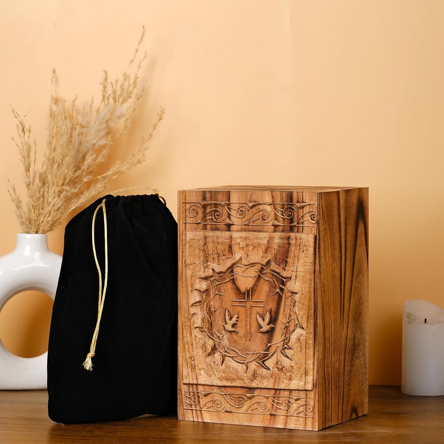 Keepsake Urn for Ashes Male Female Handmade Wooden Cremation Urns for Human Ashes 45 Lbs Suitable for Man Adult Women Decorative Funeral Favors Burial Urns Hashcart®