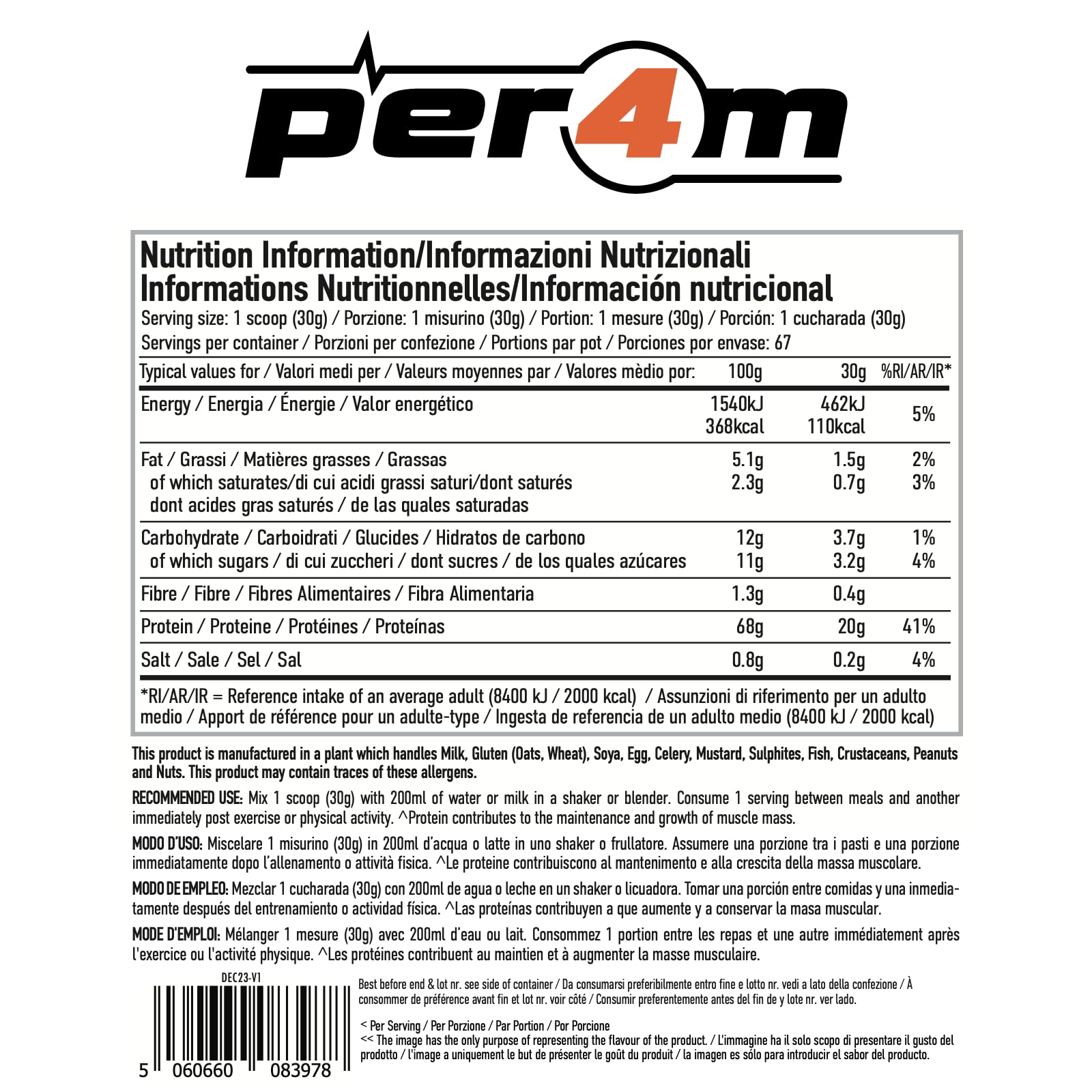 Per4m Whey Protein Concentrée, Prise de Masse et Récupération Musculaire, Acides Aminés Essentiels, Haute Protéine, Faible en Glucides, Complément Fitness Sport – Birthday Cake – 900g
