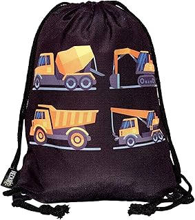 Sacca per Bambini, Ragazzi | con Camion da Lavoro Stampati su Entrambi i Lati | Ideale per Asilo, Scuola Materna, gita, Sport | Zaino, Sacca per Il Tempo Libero, Sacca da Ginnastica