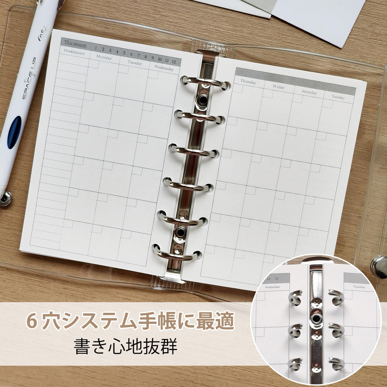 DY.2ten システム手帳 リフィル A7 デイリー ウィークリー マンスリー TODOリスト 180枚/4冊 6穴 日付なし 月間 見開き 100gsm 厚型 インク透けなし スケジュール管理 計画 ミニ