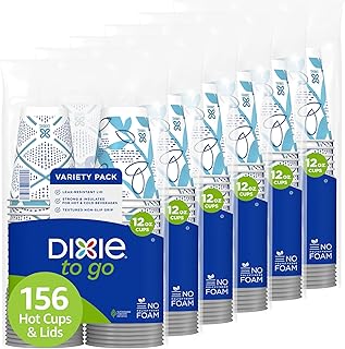 Dixie To Go Medium Paper Coffee Cups With Lids, 12 Oz, 14 Count, Disposable Cups For On-The-Go Hot Beverages