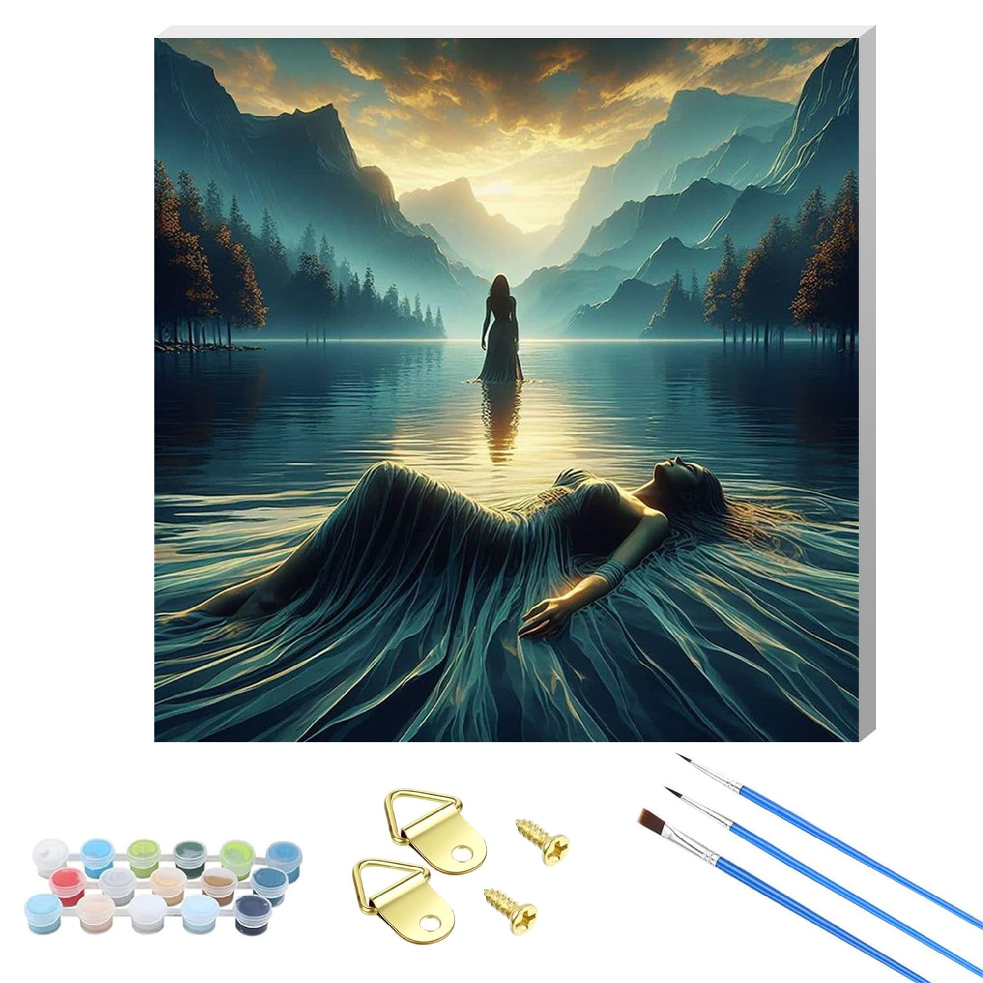 Nanjdian Landscape Wooden Framed Paint By Number For Adult,Diy Painting Kits For Adults,Color By Numbers,Small Paint By Number Canvas Crafts Watercolor For Beginners Hoom Decor (Landscape)