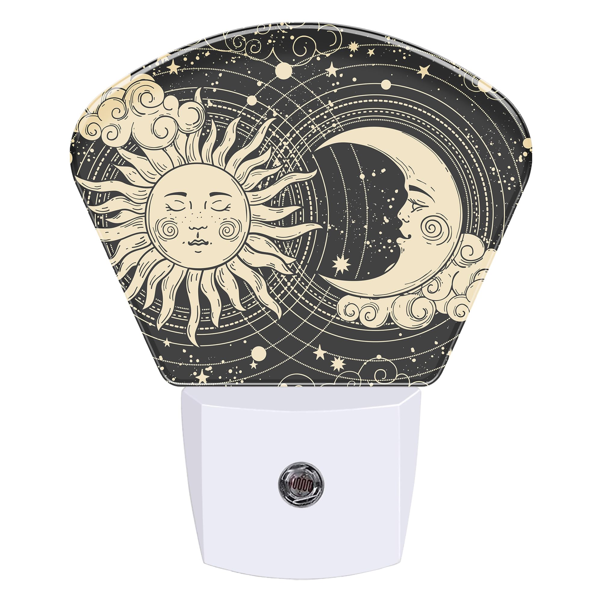 Night Light Sun and Moon Plug-in LED Dusk-to-Dawn Sensor Soft Night Lamp,Suitable for Home Bedroom Bathroom Hallway Stairs